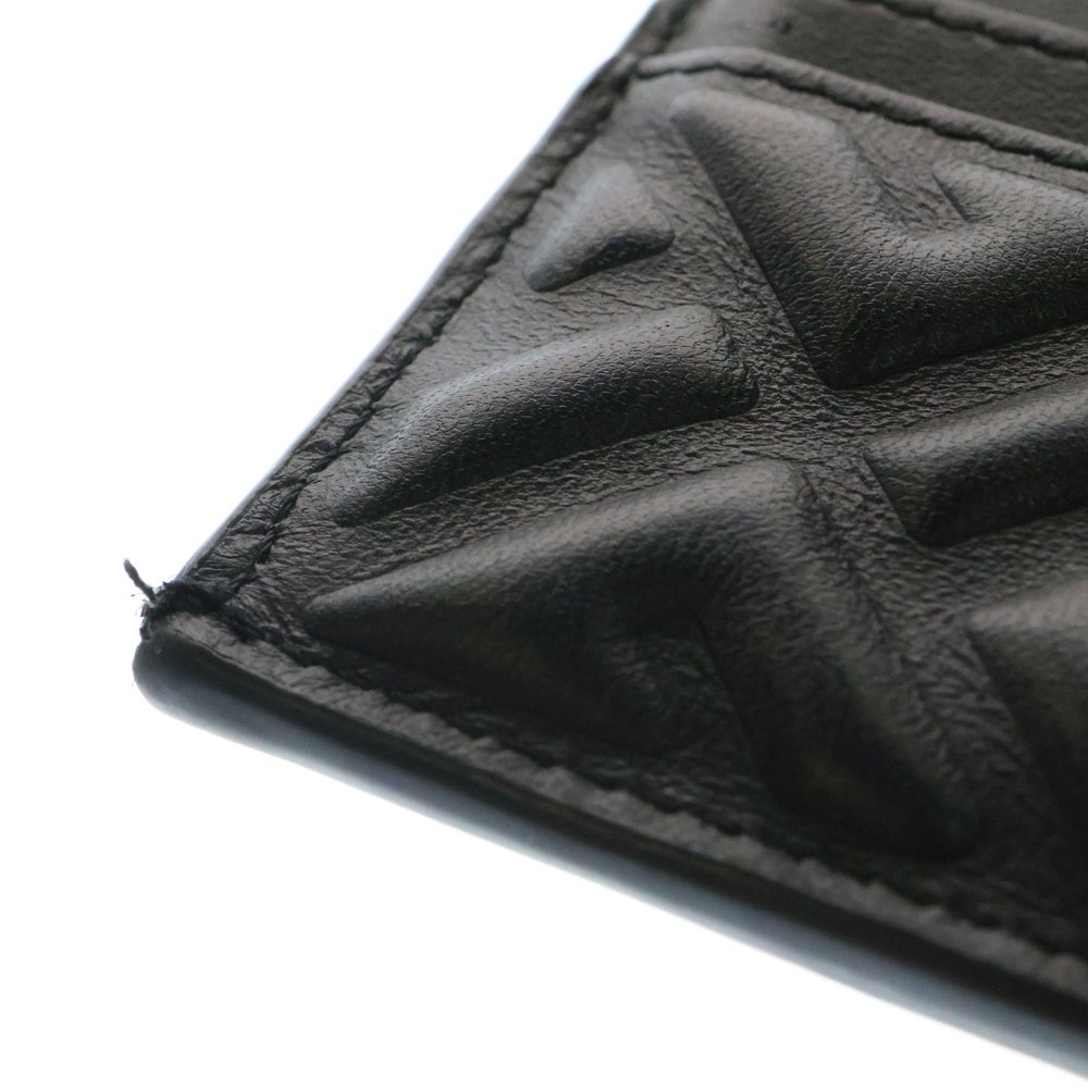 FENDI(フェンディ) FFロゴプレート ズッカ柄 バゲット レザー カード ホルダー コインケース フラグメントケース 小銭入れ ゴールド金具 ブラック 8M0423