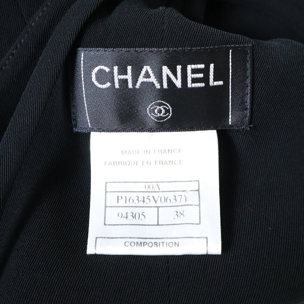 CHANEL(シャネル) 00AW ロゴプレート レザーベルト付き ノースリーブ キャミソールワンピース ドレス ブラック レディース P16345V06371