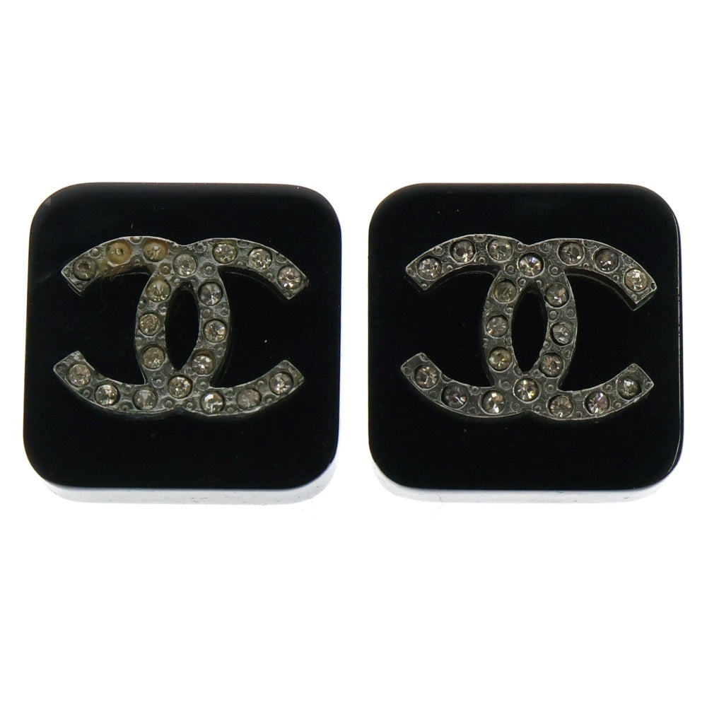 CHANEL(シャネル) ココマーク スクエア イヤリング ラインストーン ブラック 95A