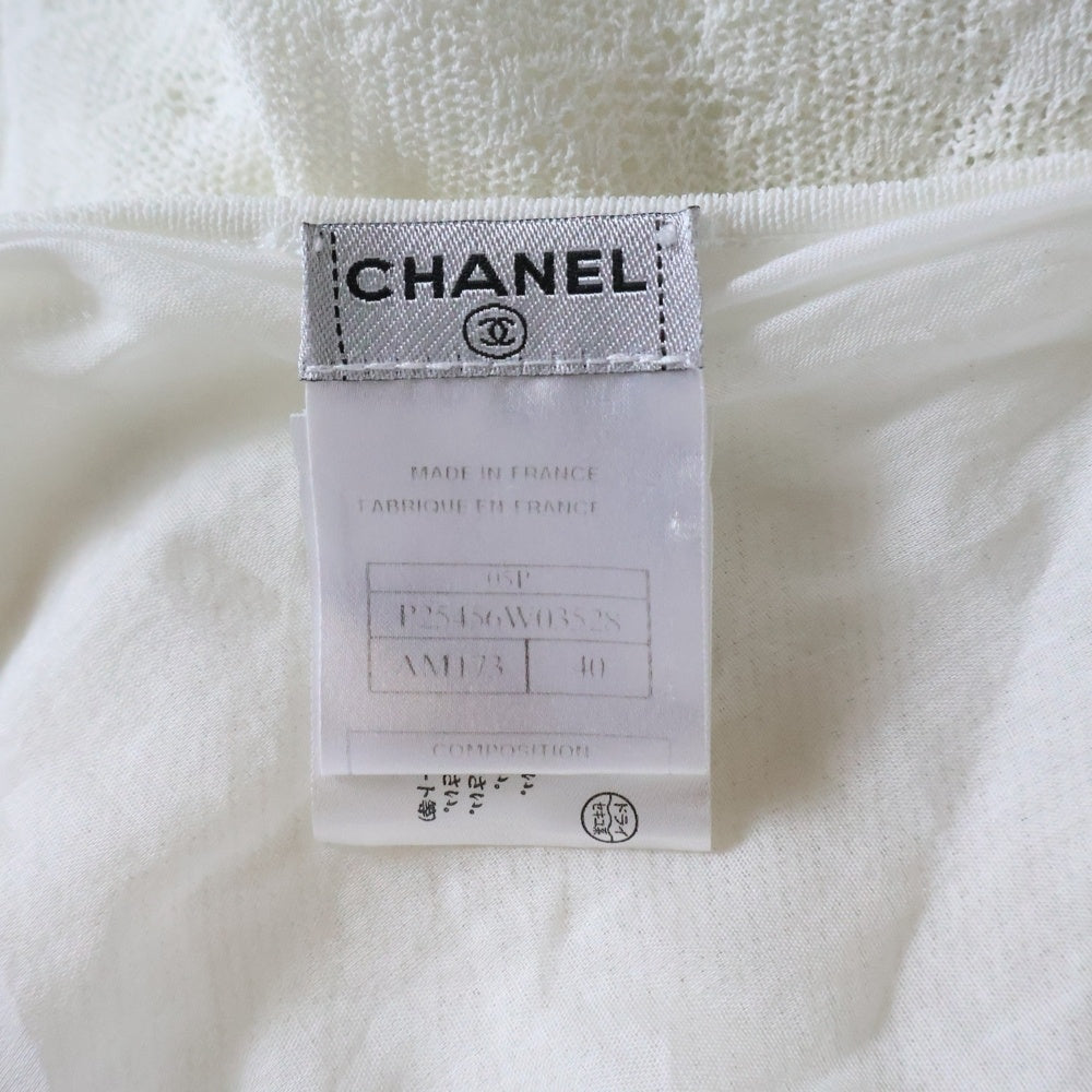 CHANEL(シャネル) 05P スプリングコレクション ファンシーツイード レーヨン オフショルダー キャミソール トップス ビスチェ ホワイト/ブラック レディース P25456W03528