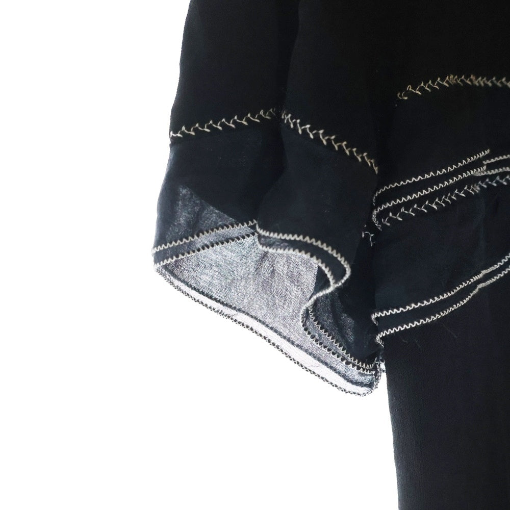 CHANEL(シャネル) 02P スプリングコレクション ココマークボタン フリル レーヨン ニット 半袖トップス ブラック レディース P19048V09106