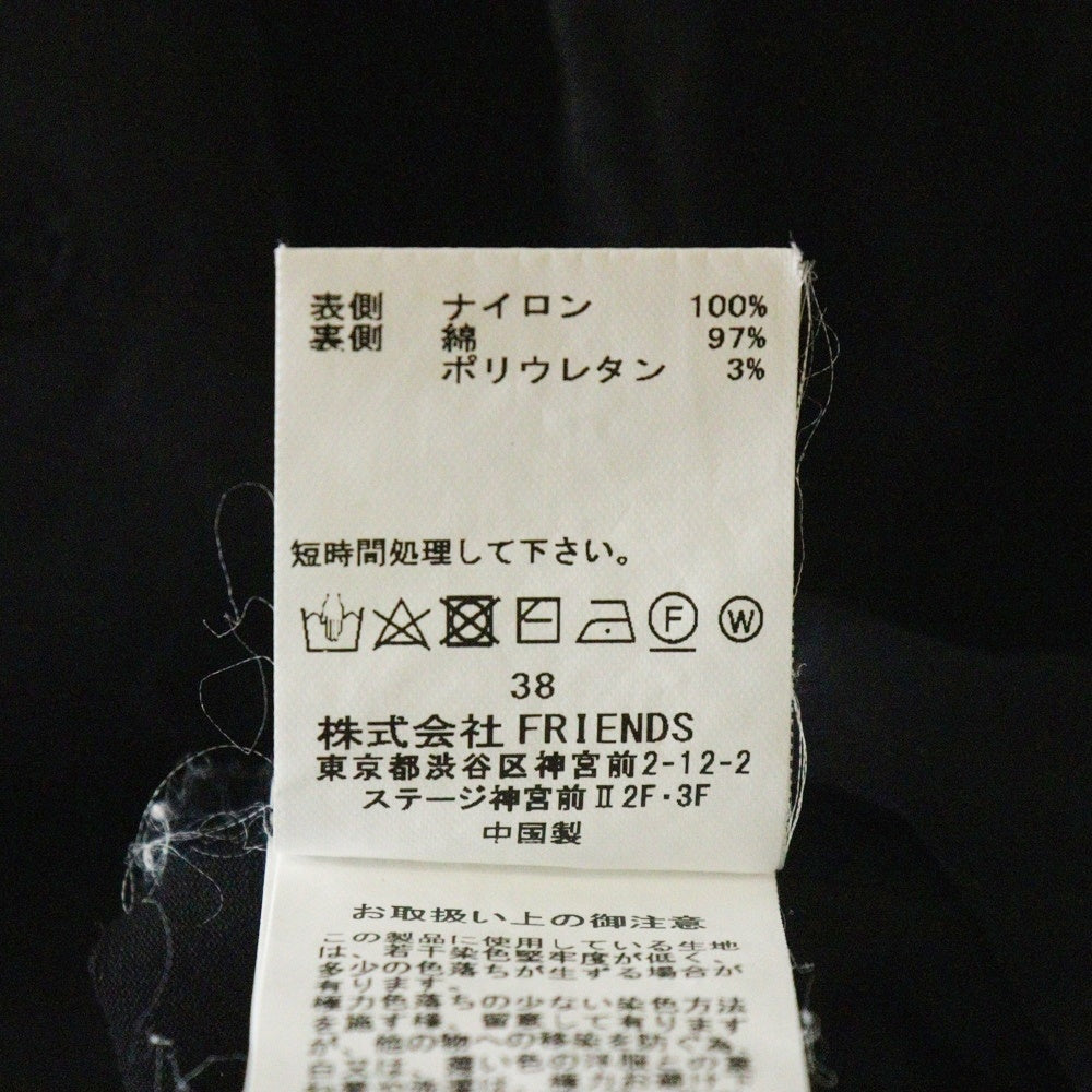 MUVEIL WORK(ミューベルワーク) ドット総柄 チュール ナイロン レイヤード 半袖トップス クルーネック カットソー ブラック レディース