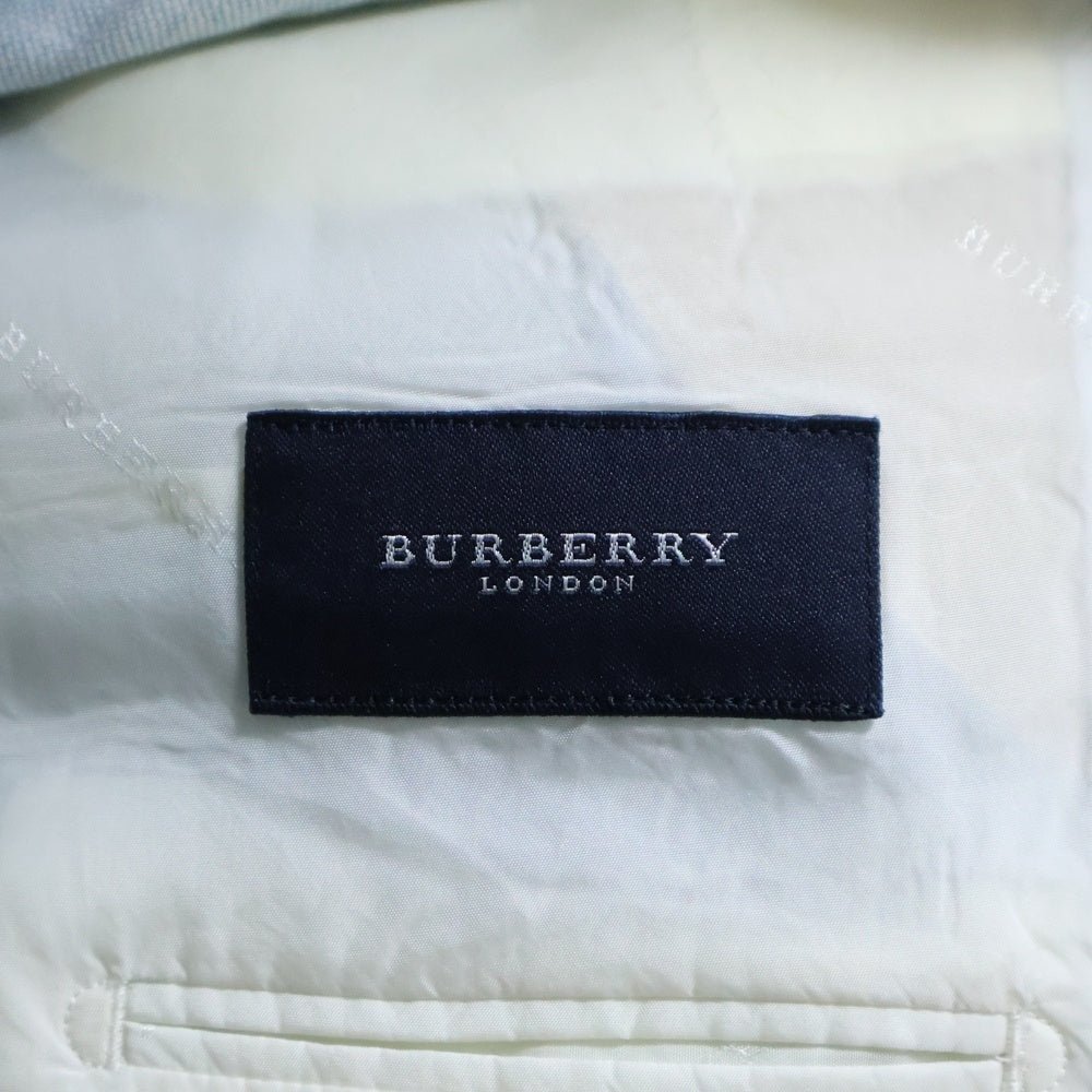 BURBERRY LONDON(バーバリーロンドン) シルク混 リネン 2B ノッチドラペル シングル テーラードジャケット ライトブルー