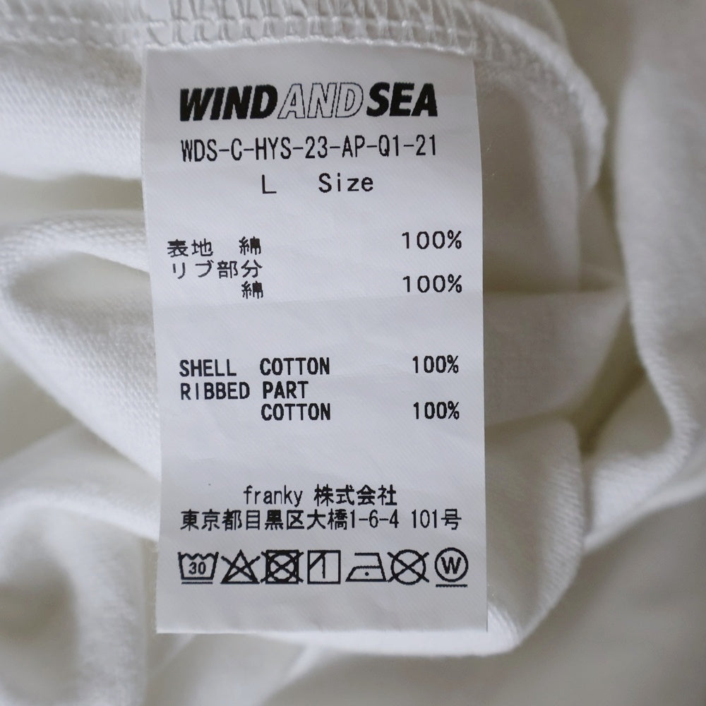 HYSTERIC GLAMOUR(ヒステリックグラマー) ×WIND AND SEA ウィンダンシー バックロゴプリント クルーネック 半袖Tシャツ カットソー ホワイト WDS-C-HYS-23-AP-Q1-21
