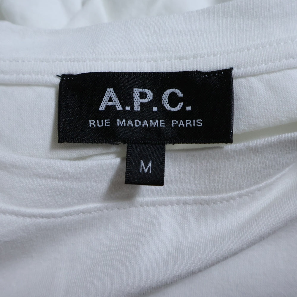 A.P.C(アーペーセー) フロントロゴ刺繍 クルーネック ロングスリーブ 長袖Tシャツ カットソー ホワイト 25082-1-93308