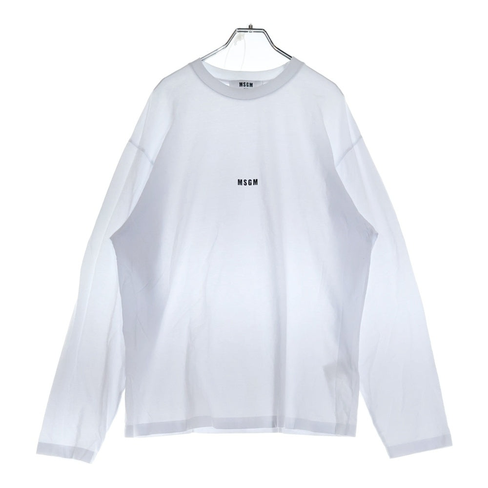 MSGM(エムエスジーエム) ロゴプリント クルーネック ロングスリーブ 長袖Tシャツ カットソー ホワイト 2000MM501