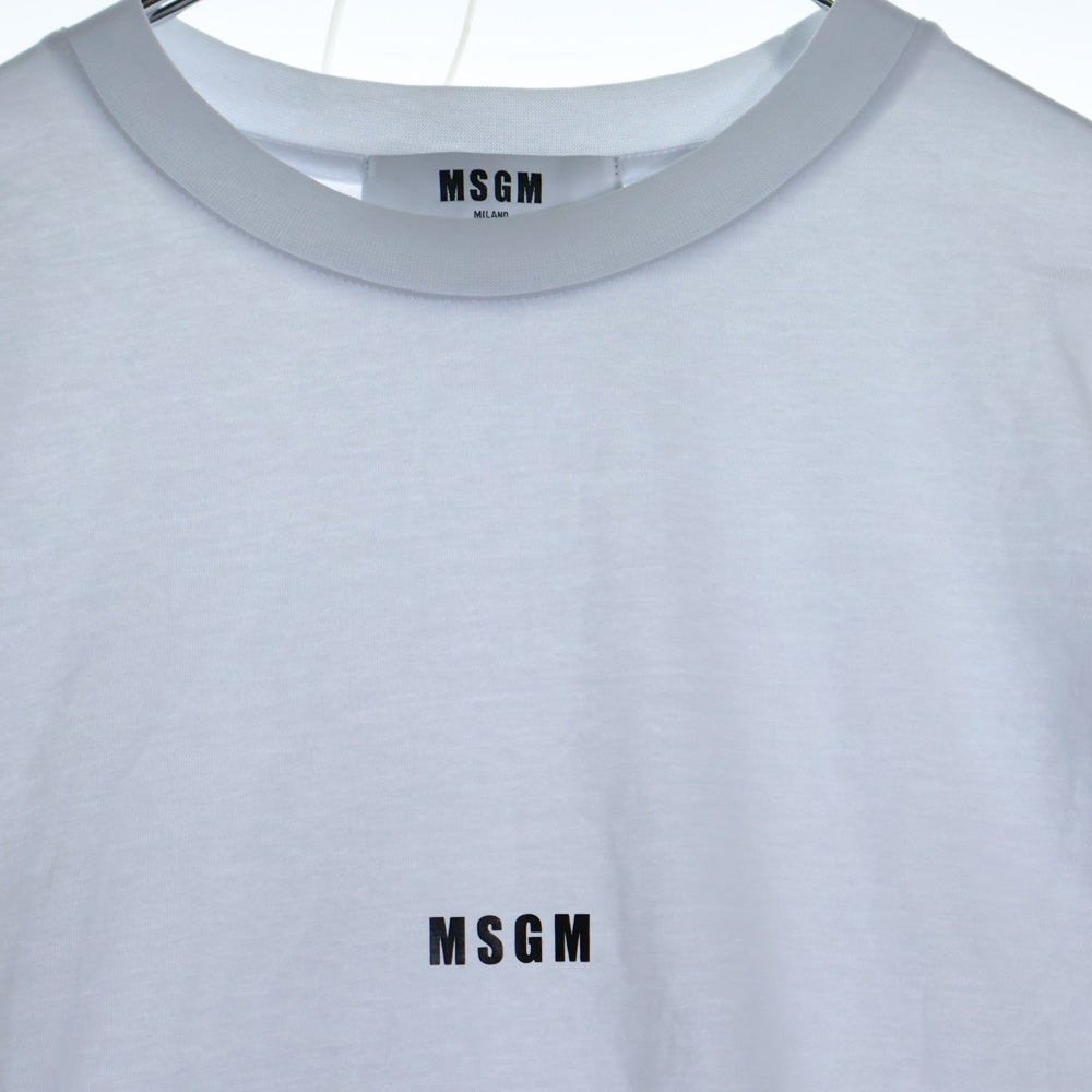 MSGM(エムエスジーエム) ロゴプリント クルーネック ロングスリーブ 長袖Tシャツ カットソー ホワイト 2000MM501