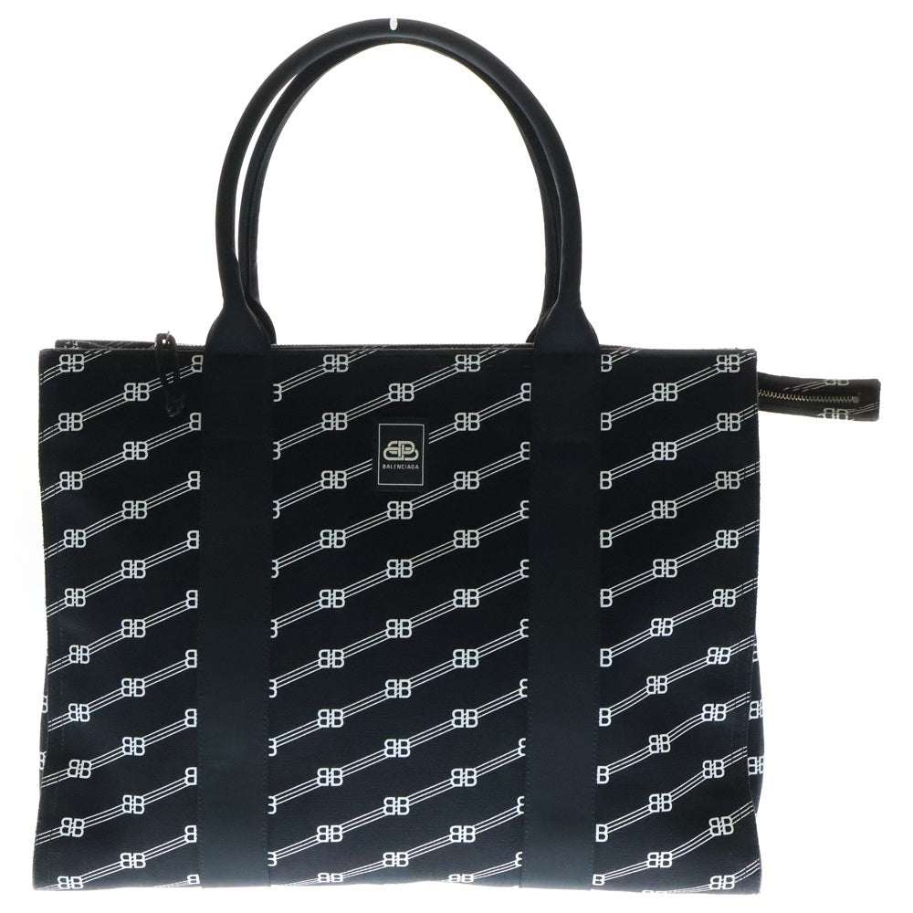 BALENCIAGA(バレンシアガ) BBモノグラム トレード ラージ トートバッグ ブラック キャンバス 621826