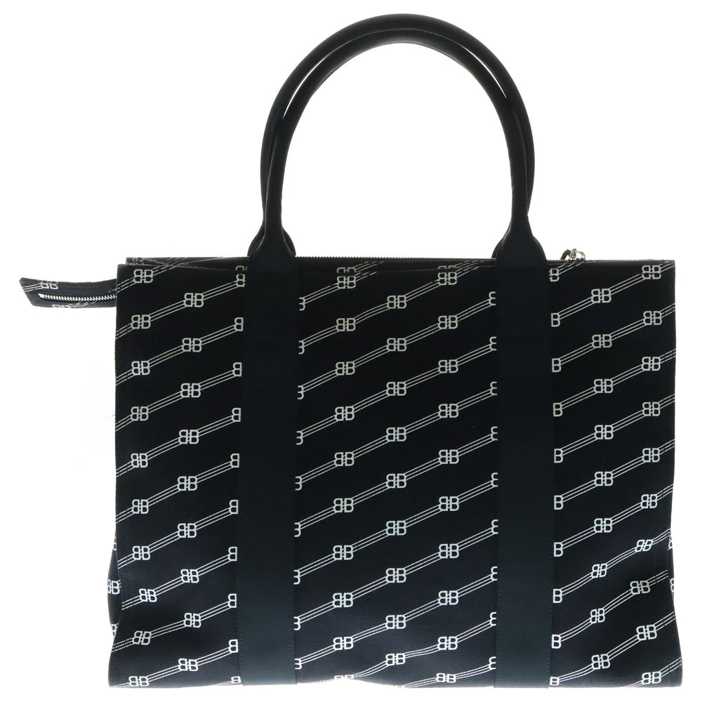 BALENCIAGA(バレンシアガ) BBモノグラム トレード ラージ トートバッグ ブラック キャンバス 621826
