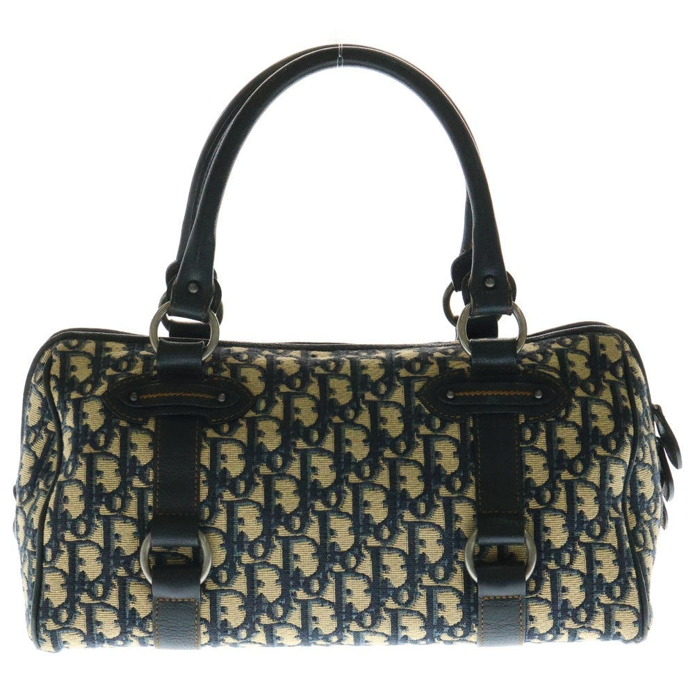 Christian Dior(クリスチャンディオール) トロッター ロゴ ミニボストン ハンドバッグ ネイビー キャンバス