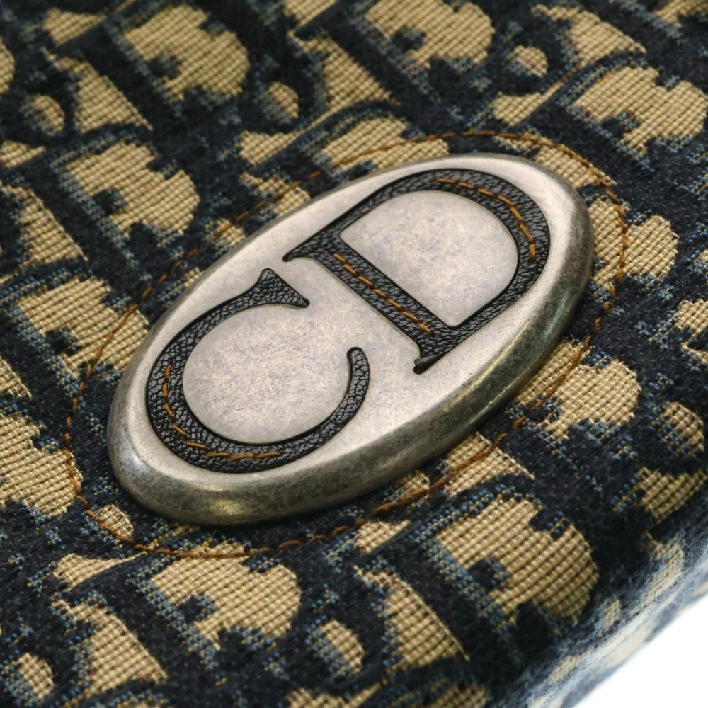 Christian Dior(クリスチャンディオール) トロッター ロゴ ミニボストン ハンドバッグ ネイビー キャンバス
