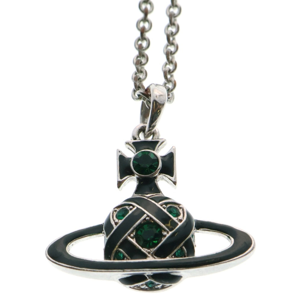 Vivienne Westwood(ヴィヴィアンウエストウッド) オーブ ネックレス バスレリーフ ペンダント グリーン×シルバー VWMT12668