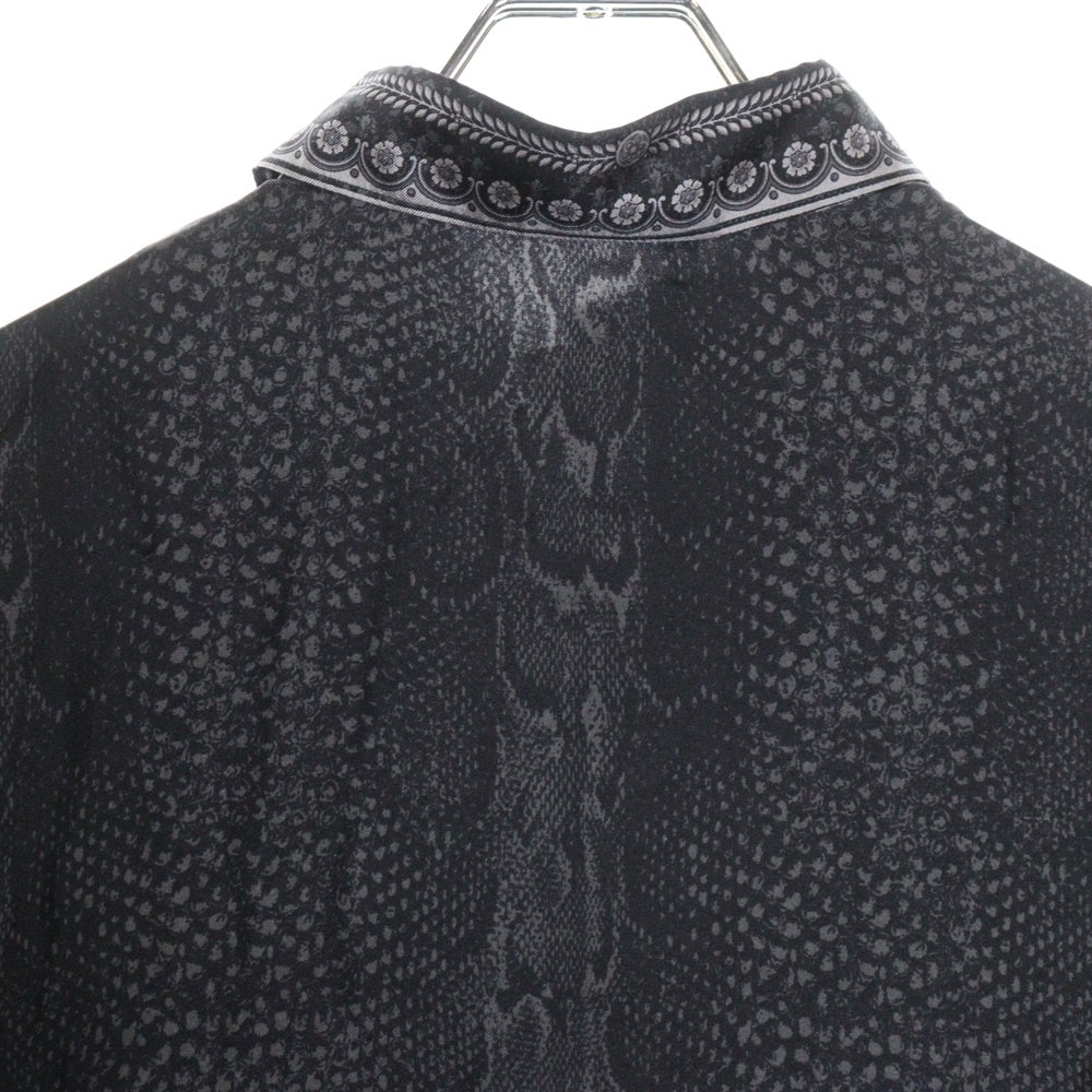 VERSACE(ヴェルサーチ) バロック パイソン 総柄プリント シルク ロングスリーブ 長袖 ドレスシャツ ブラック A62606 A209819