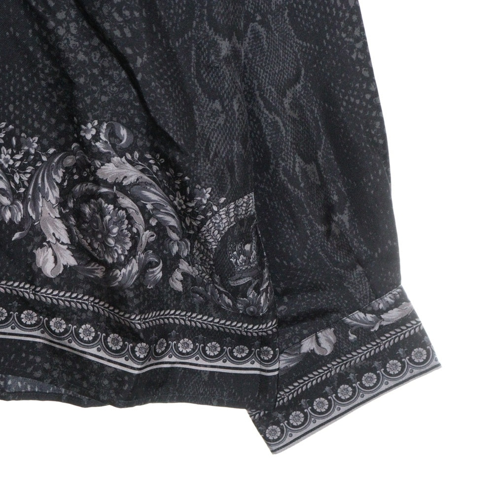 VERSACE(ヴェルサーチ) バロック パイソン 総柄プリント シルク ロングスリーブ 長袖 ドレスシャツ ブラック A62606 A209819