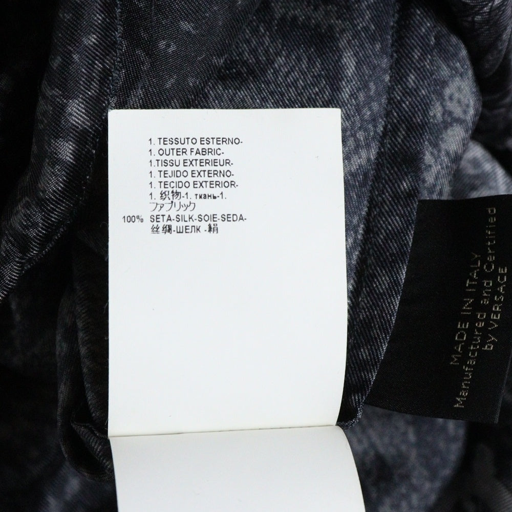 VERSACE(ヴェルサーチ) バロック パイソン 総柄プリント シルク ロングスリーブ 長袖 ドレスシャツ ブラック A62606 A209819