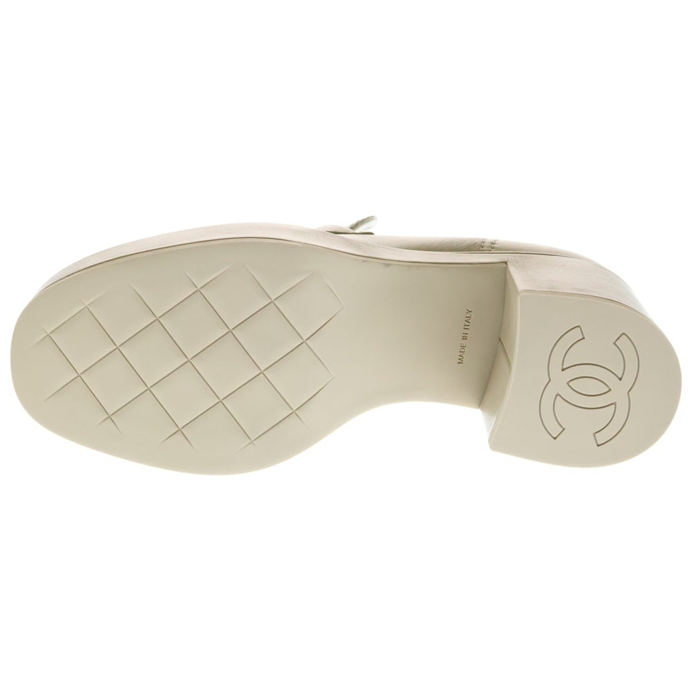 CHANEL(シャネル) ココマークチャーム 厚底ローファー シューズ ベージュ ゴールド金具 #36