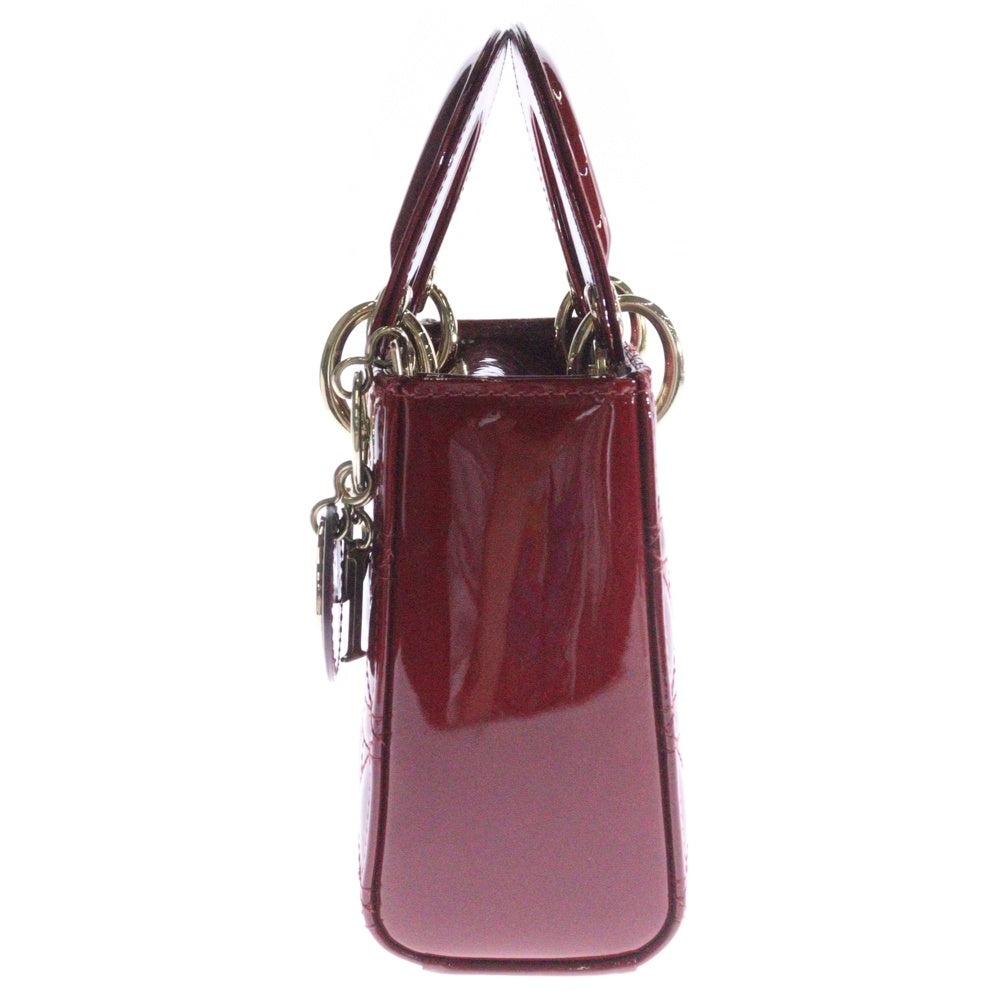 Christian Dior(クリスチャンディオール) レディディオール ミニ チェリーレッド パテントカーフ 2WAY ハンドバッグ ショルダーバッグ レディース