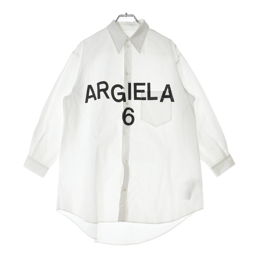 MM6 Maison Margiela(エムエムシックスメゾンマルジェラ) 22SS フロントロゴプリント レギュラーカラー ロングスリーブ 長袖シャツ ホワイト M60119 MM014