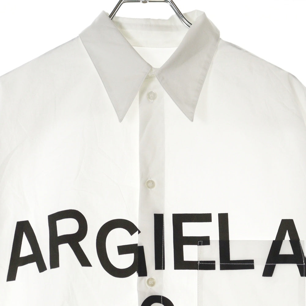 MM6 Maison Margiela(エムエムシックスメゾンマルジェラ) 22SS フロントロゴプリント レギュラーカラー ロングスリーブ 長袖シャツ ホワイト M60119 MM014