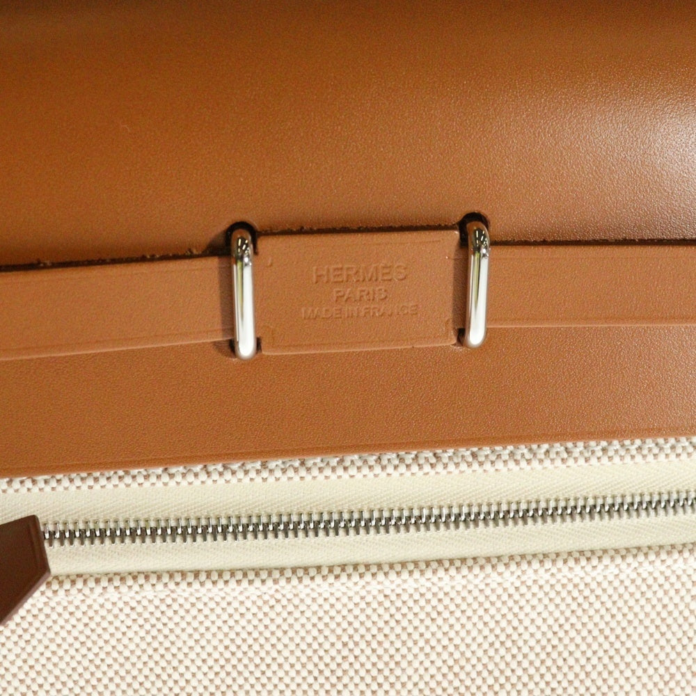 HERMES(エルメス) エールバッグジップミニ エクリュ ゴールド トワルアッシュ ショルダーバッグ シルバー金具 K刻印