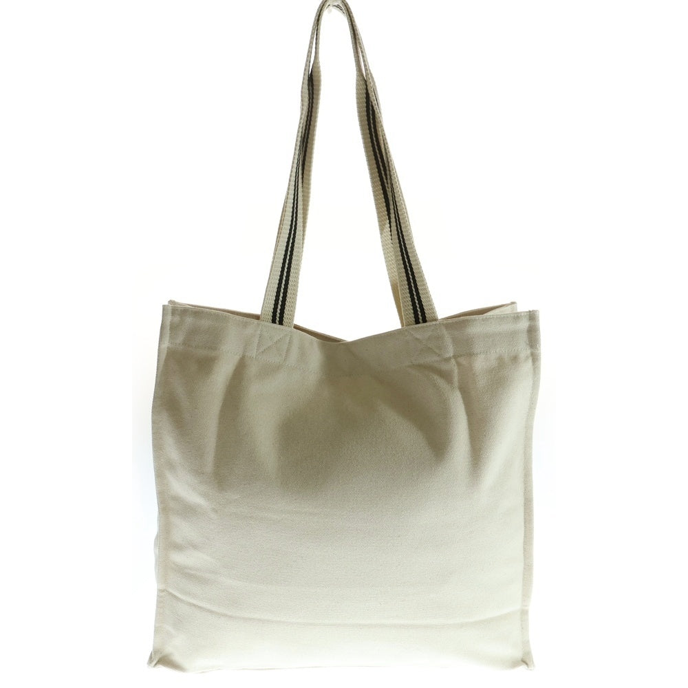 agnes b.(アニエスベー) レザーワッペンロゴ キャンバス トートバッグ アイボリー/ブラック