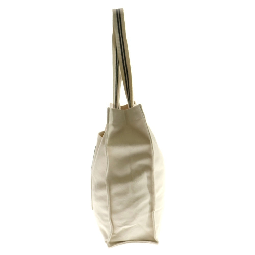 agnes b.(アニエスベー) レザーワッペンロゴ キャンバス トートバッグ アイボリー/ブラック