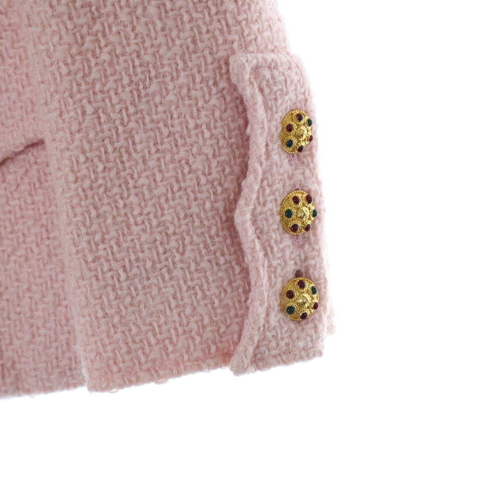 CHANEL(シャネル) 96AW グリポア ココマークボタン アルパカ混 ウール ツイードジャケット ピンク レディース P08279V05067