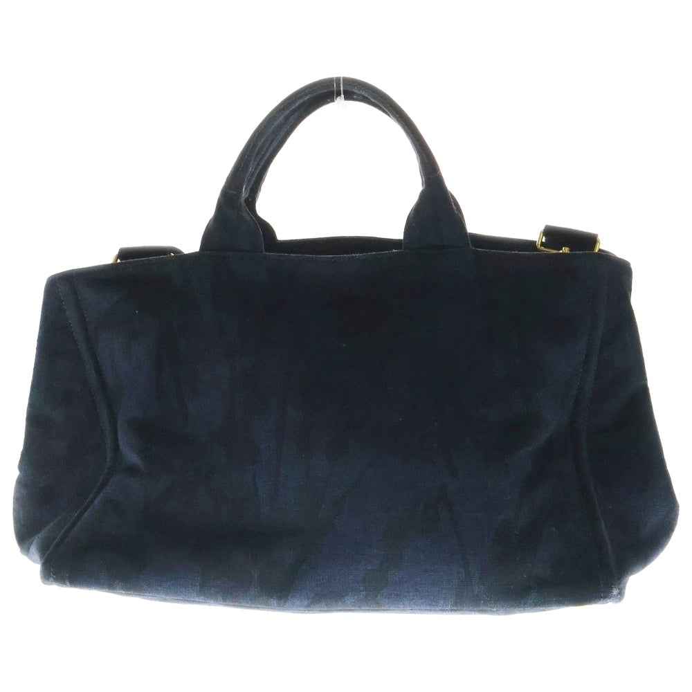 PRADA(プラダ) カナパトートバッグ 2WAYバッグ ハンドバッグ ショルダーバッグ デニム インディゴブルー ゴールド金具