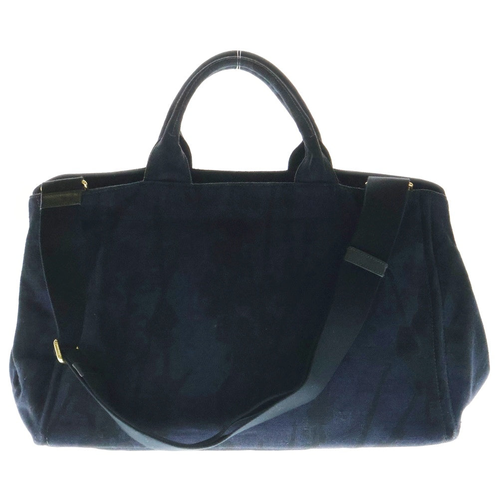 PRADA(プラダ) カナパトートバッグ 2WAYバッグ ハンドバッグ ショルダーバッグ デニム インディゴブルー ゴールド金具