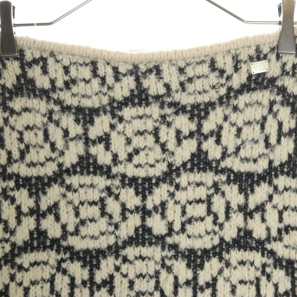 CHANEL(シャネル) 01AW キャメル混 ウール 総柄ジャガード ニット フレア ミニスカート ベージュ/グレー レディース P18566V00996
