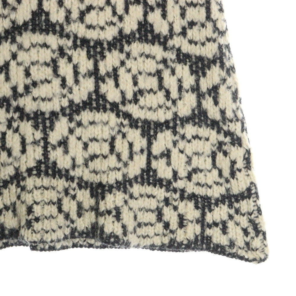 CHANEL(シャネル) 01AW キャメル混 ウール 総柄ジャガード ニット フレア ミニスカート ベージュ/グレー レディース P18566V00996