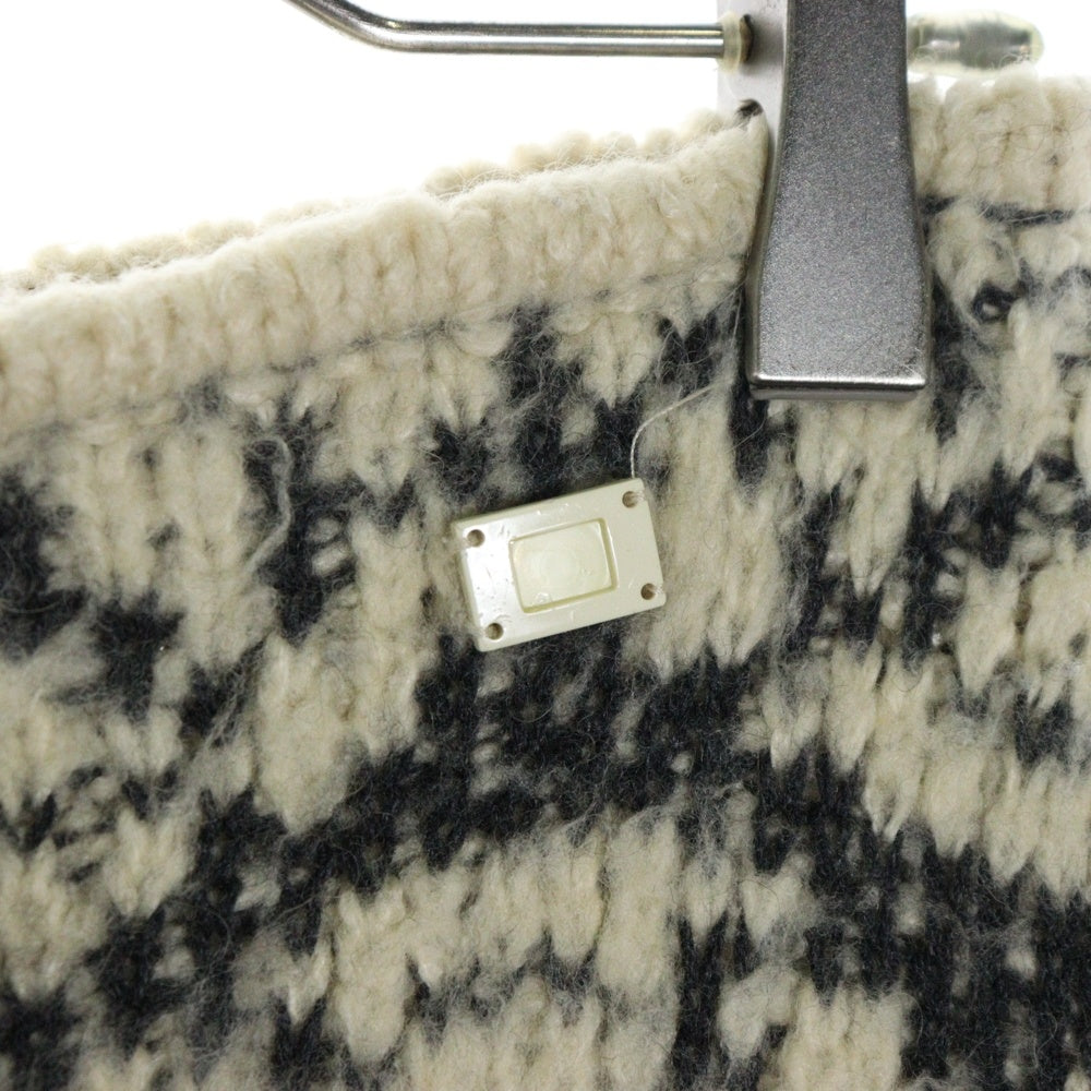 CHANEL(シャネル) 01AW キャメル混 ウール 総柄ジャガード ニット フレア ミニスカート ベージュ/グレー レディース P18566V00996