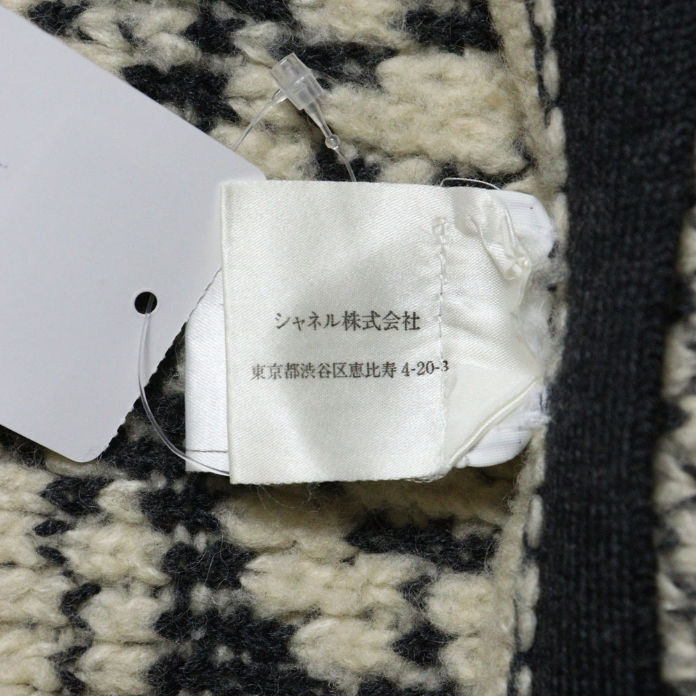 CHANEL(シャネル) 01AW キャメル混 ウール 総柄ジャガード ニット フレア ミニスカート ベージュ/グレー レディース P18566V00996