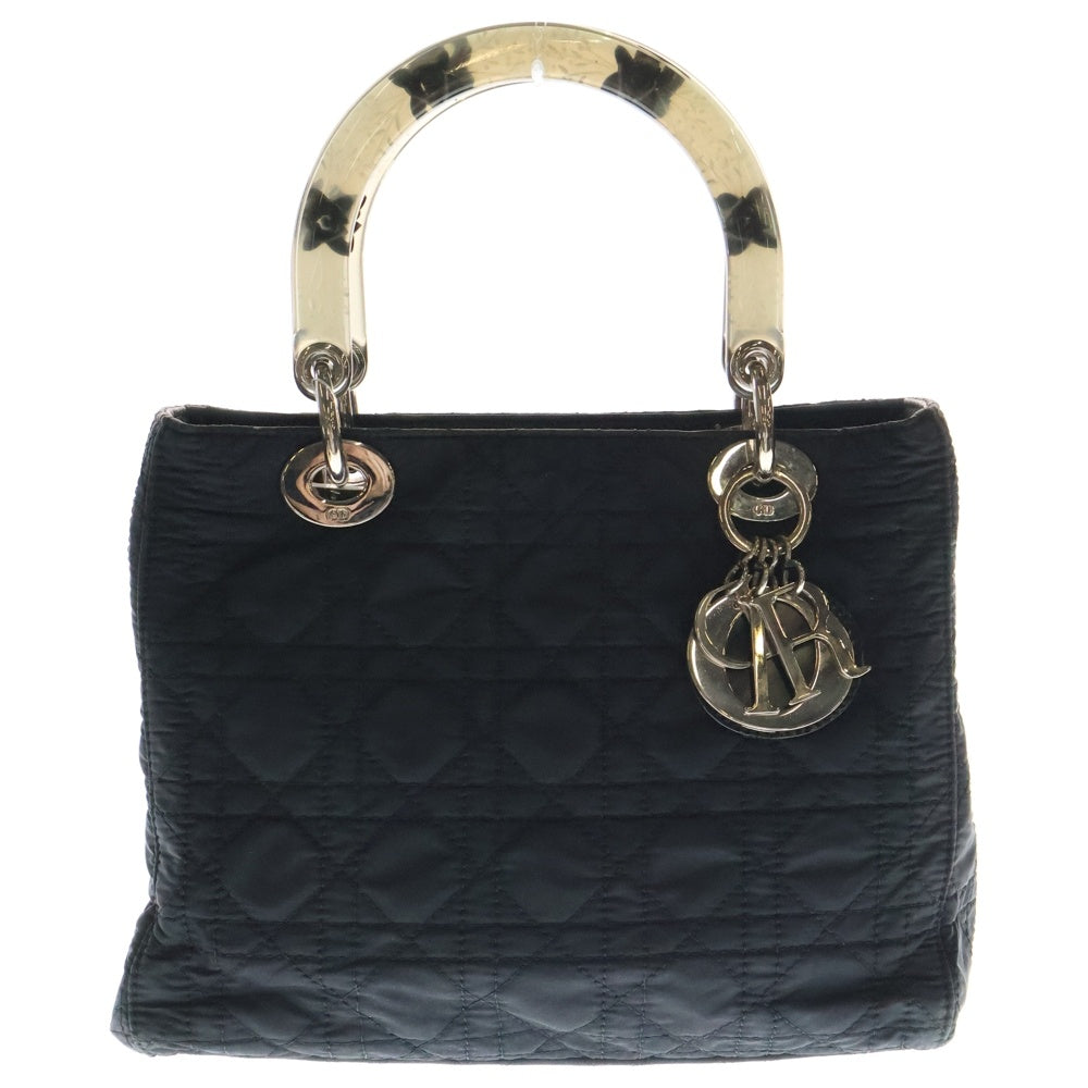 Christian Dior(クリスチャンディオール) レディディオール カナージュ 2WAYバッグ ハンドバッグ ショルダーバッグ ブラック シルバー金具 ナイロン