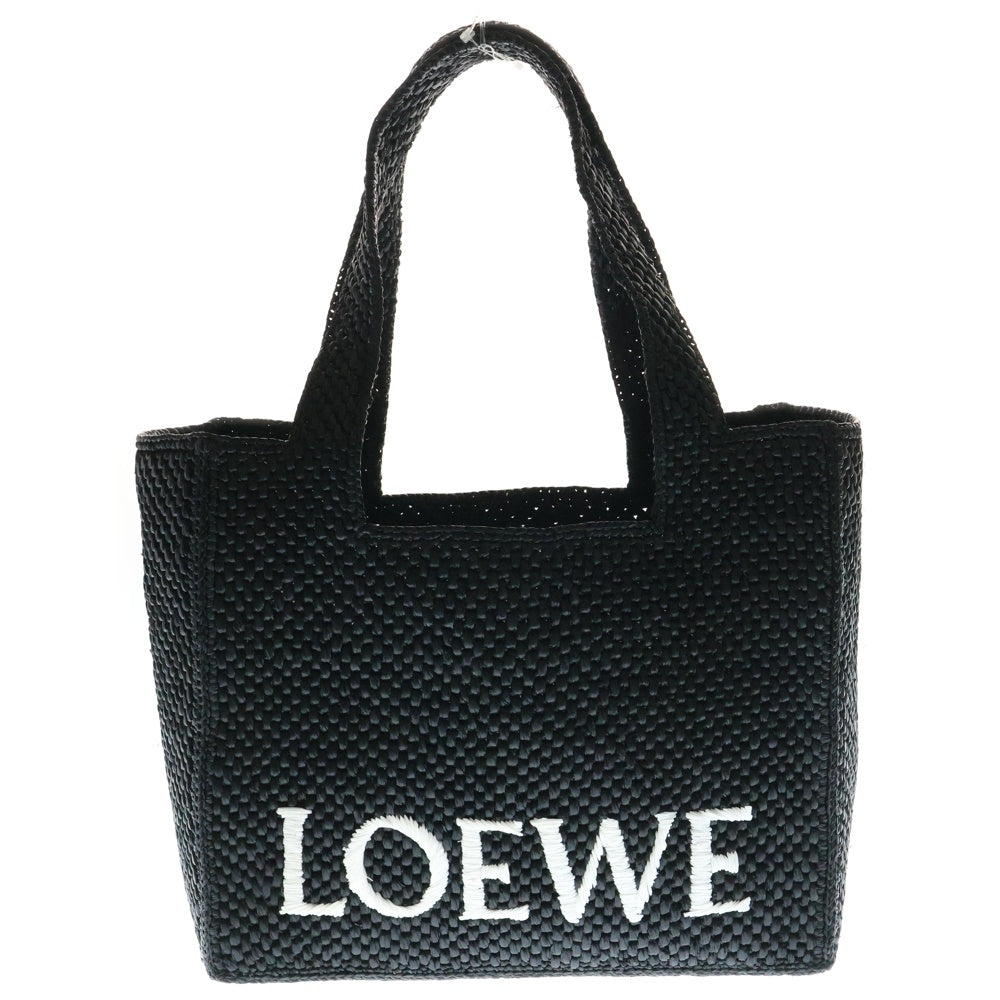 LOEWE(ロエベ) フォント 2WAYバッグ ショルダーバッグ トートバッグ ハンドバッグ カゴバッグ ミディアム ブラック ラフィア ゴールド金具 A685B61X01