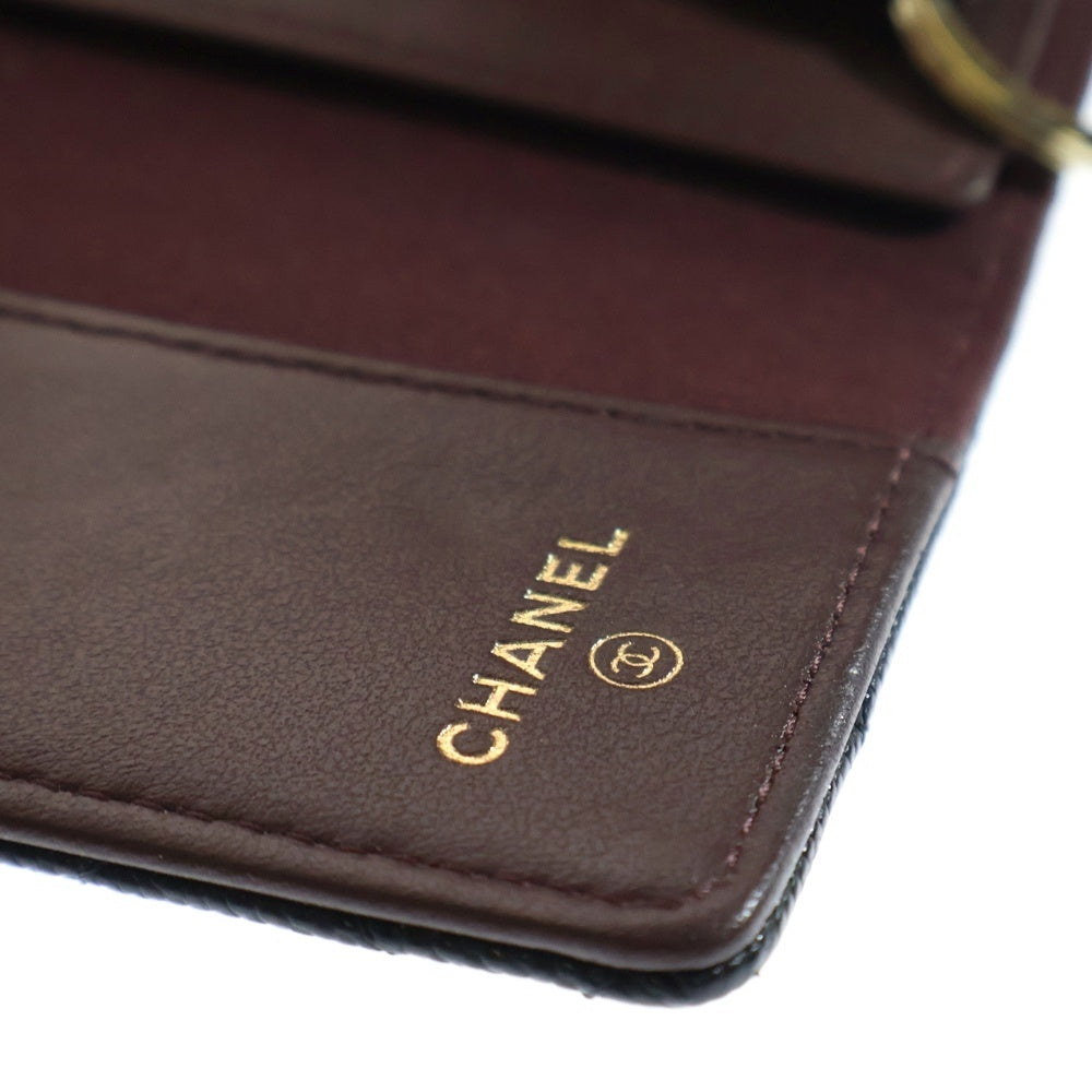 CHANEL(シャネル) ココマーク 4連キーケース キーリング キーホルダー ブラック レザー ゴールド金具 キャビアスキン シール有