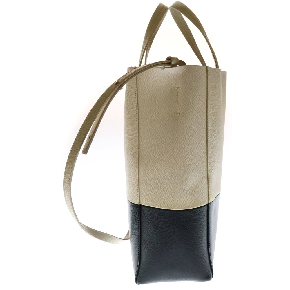 CELINE(セリーヌ) バーティカルカバ スモール 2WAYバッグ ミニトートバッグ ハンドバッグ ショルダーバッグ アイボリー×ブラック シルバー金具 レザー