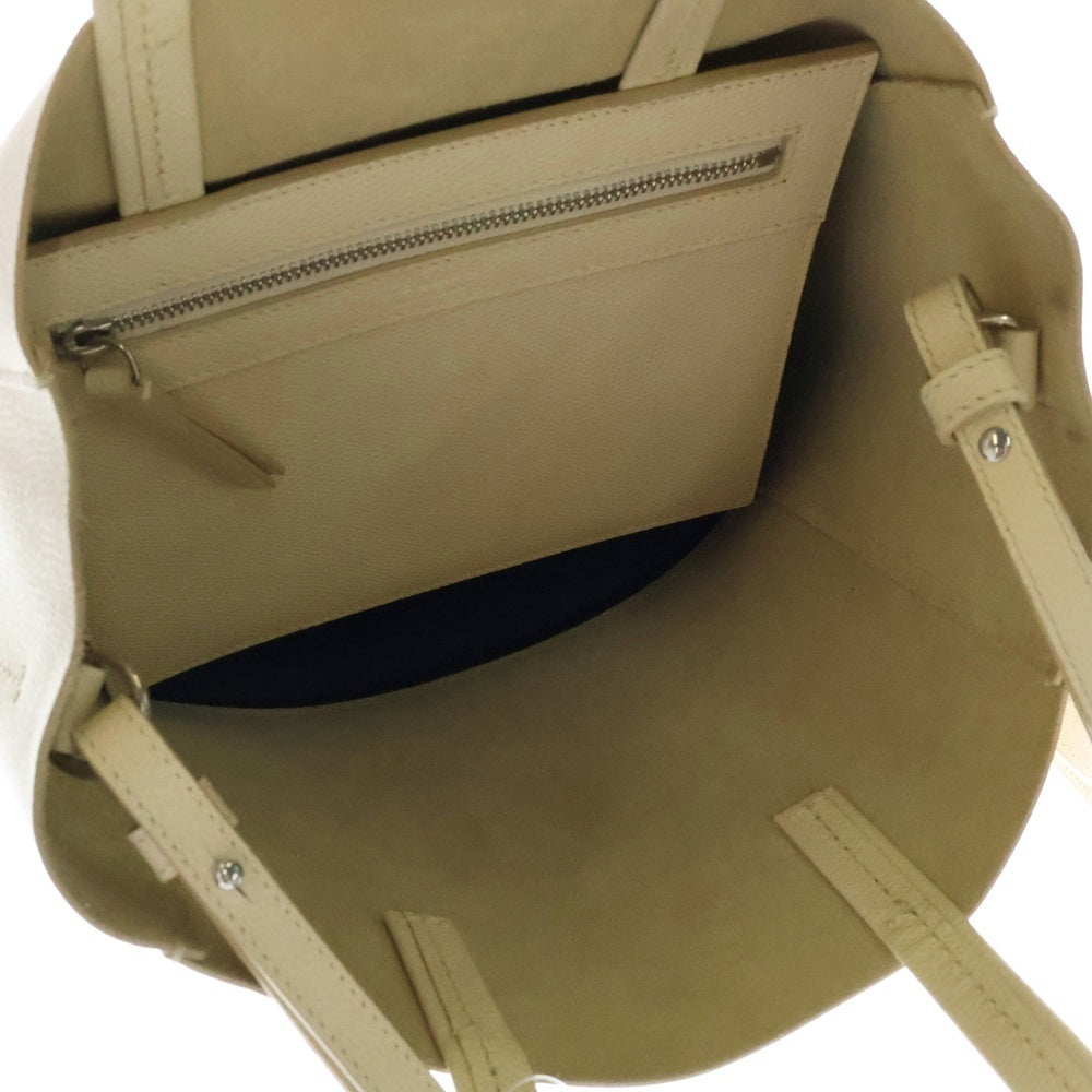 CELINE(セリーヌ) バーティカルカバ スモール 2WAYバッグ ミニトートバッグ ハンドバッグ ショルダーバッグ アイボリー×ブラック シルバー金具 レザー
