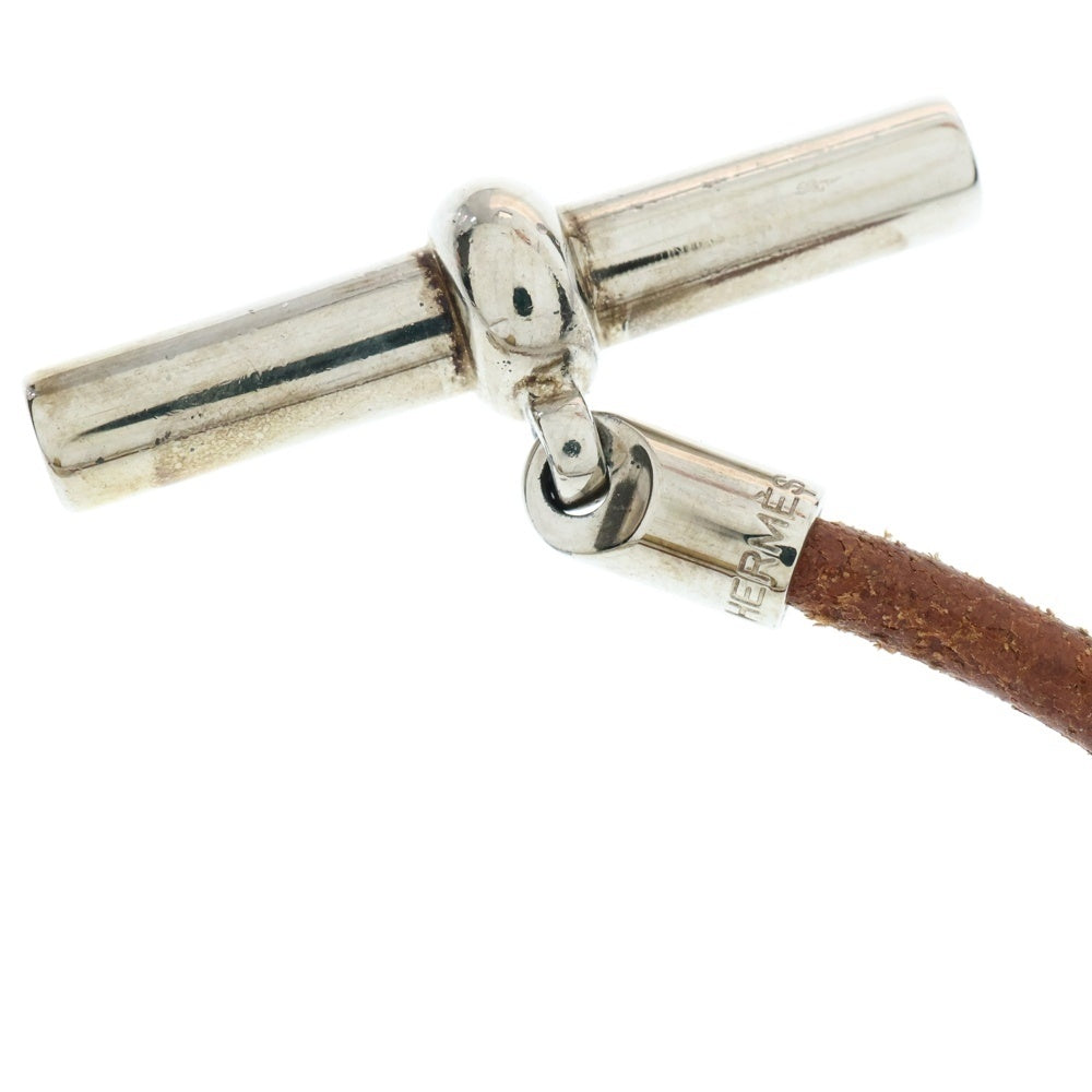 HERMES(エルメス) グレナン ブレスレット ブラウン シルバー×レザー