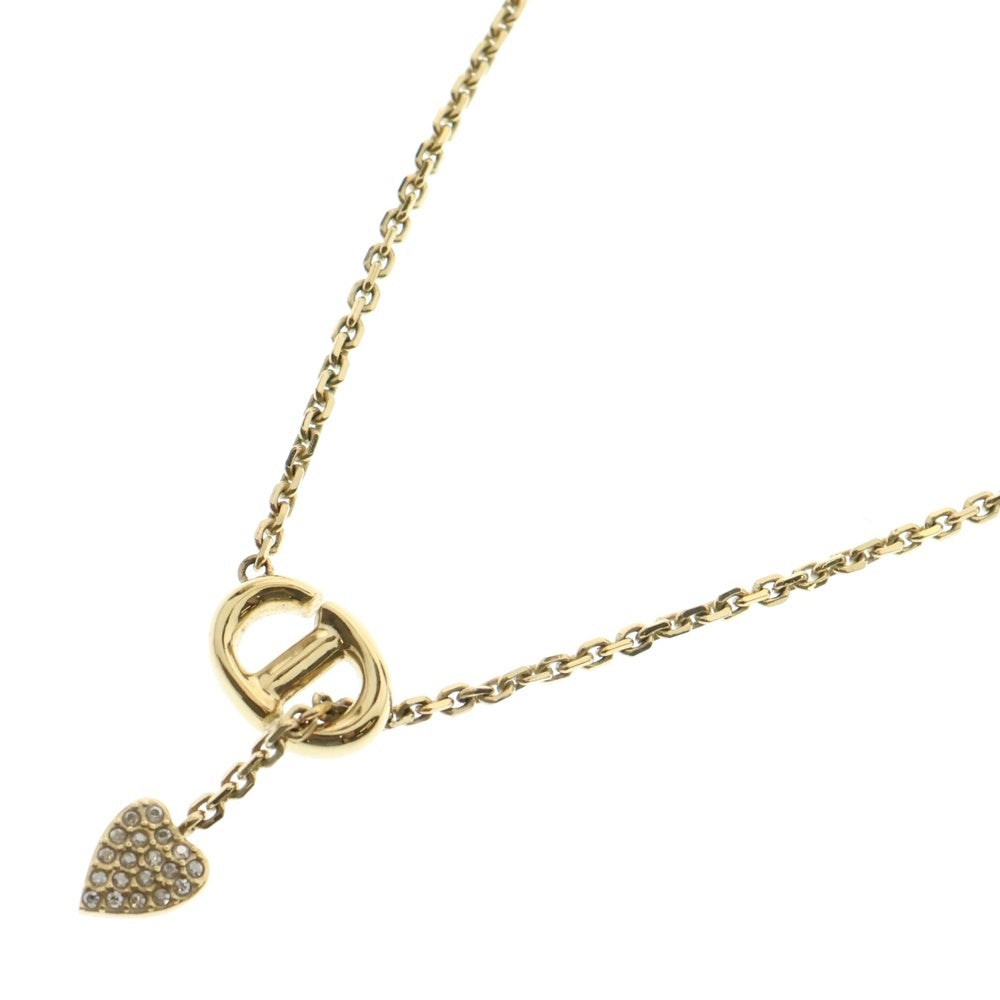 Christian Dior(クリスチャンディオール) CDネイビー ハート ロゴ ネックレス ゴールド GP アクセサリー