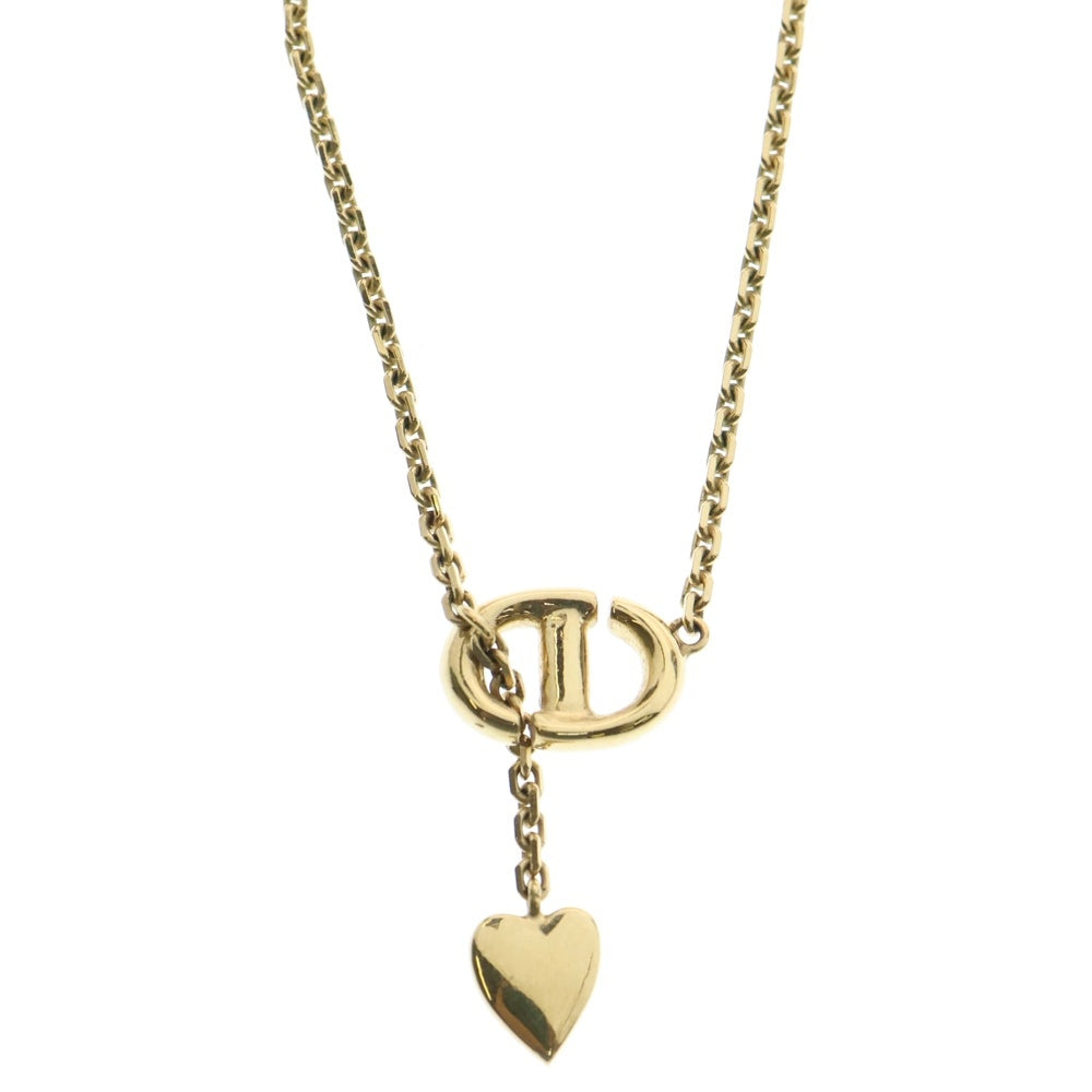 Christian Dior(クリスチャンディオール) CDネイビー ハート ロゴ ネックレス ゴールド GP アクセサリー