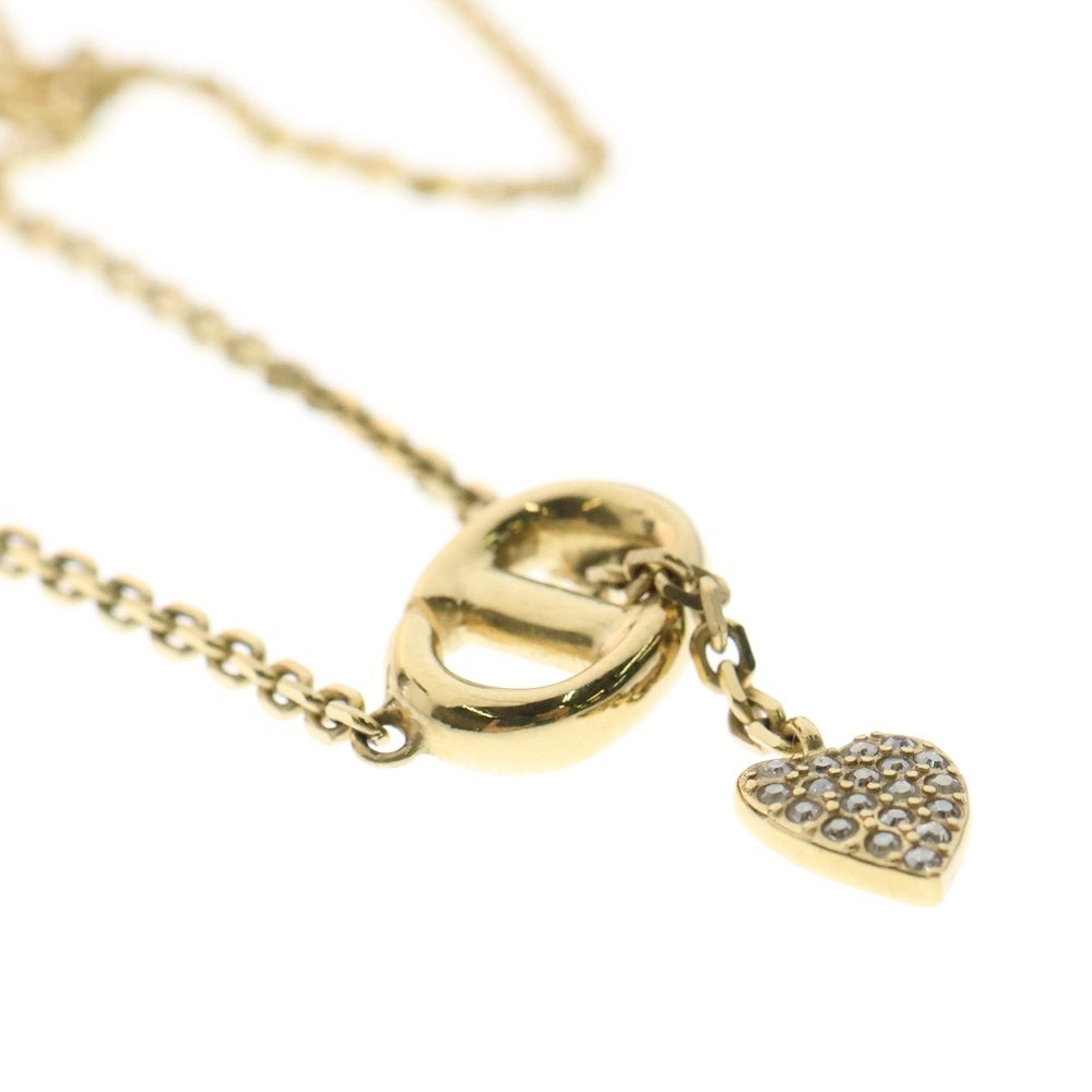 Christian Dior(クリスチャンディオール) CDネイビー ハート ロゴ ネックレス ゴールド GP アクセサリー