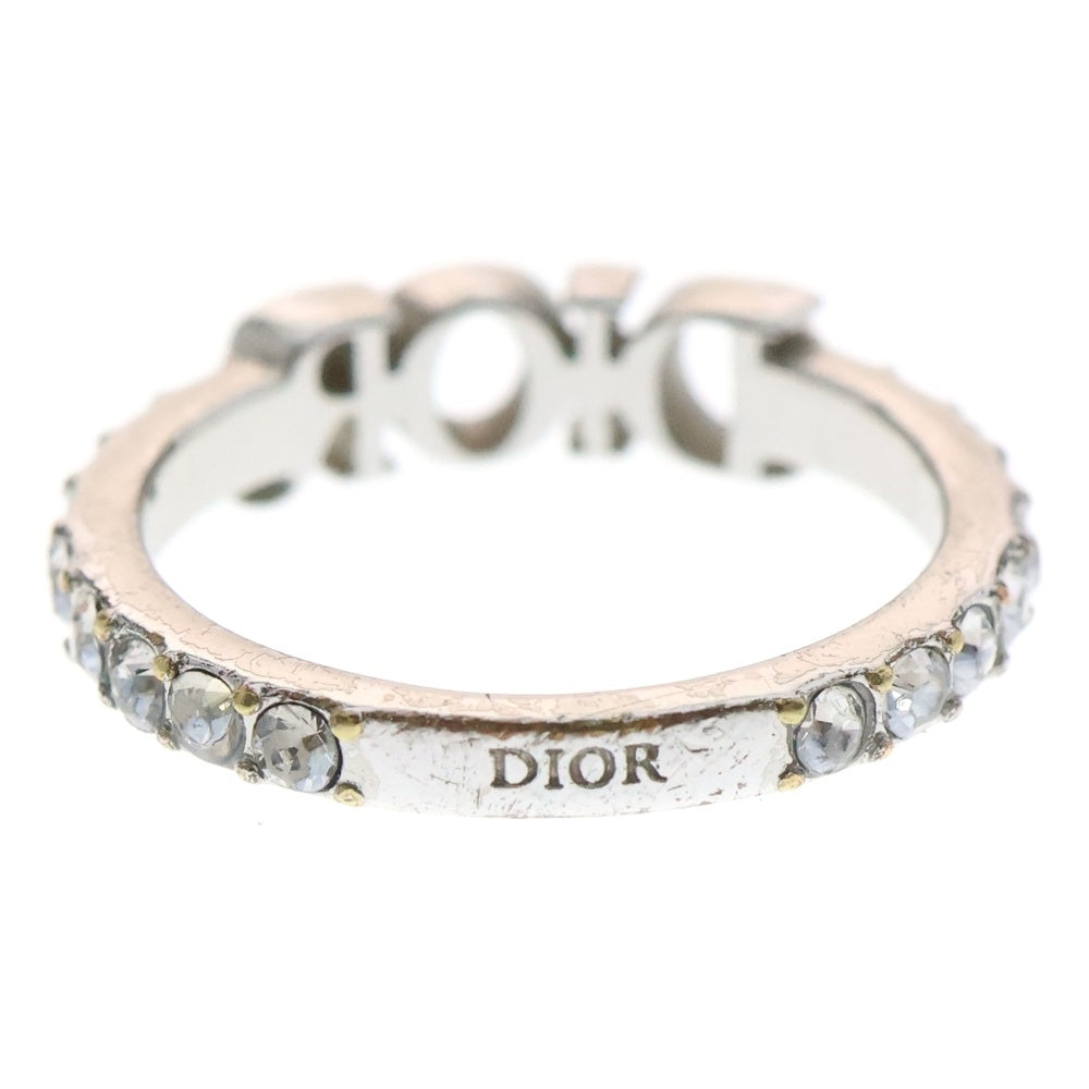 Christian Dior(クリスチャンディオール) ロゴ ラインストーンリング シルバー メタル L 指輪 アクセサリー