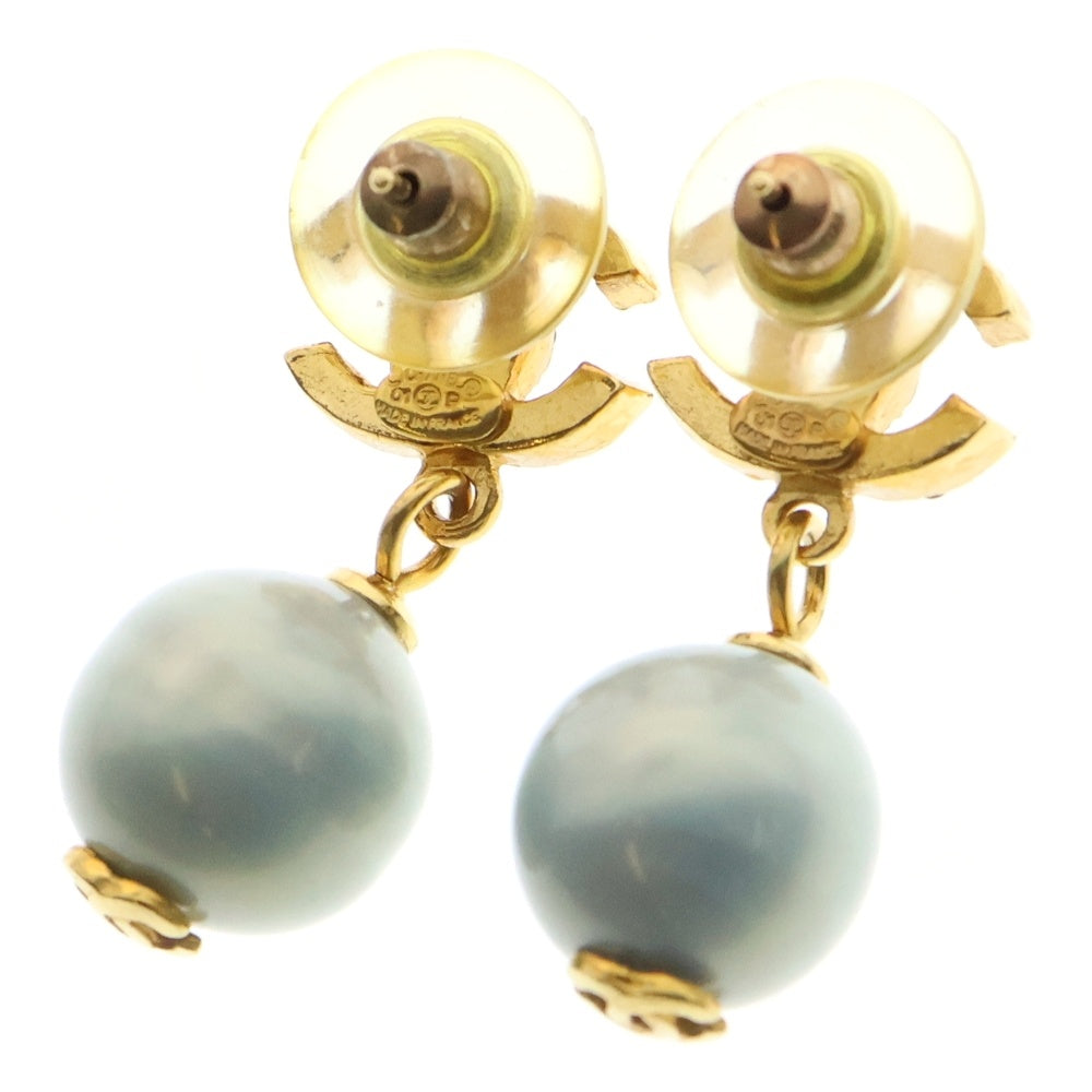 CHANEL(シャネル) ココマーク ラインストーン レジンパールピアス ブルー ゴールド GP 01P アクセサリー