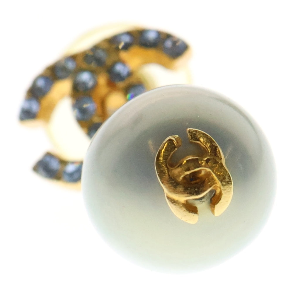 CHANEL(シャネル) ココマーク ラインストーン レジンパールピアス ブルー ゴールド GP 01P アクセサリー