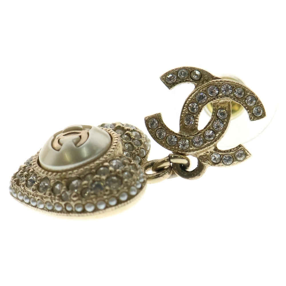 CHANEL(シャネル) ココマーク ハート ラインストーン ピアス ゴールド GP F23V アクセサリー