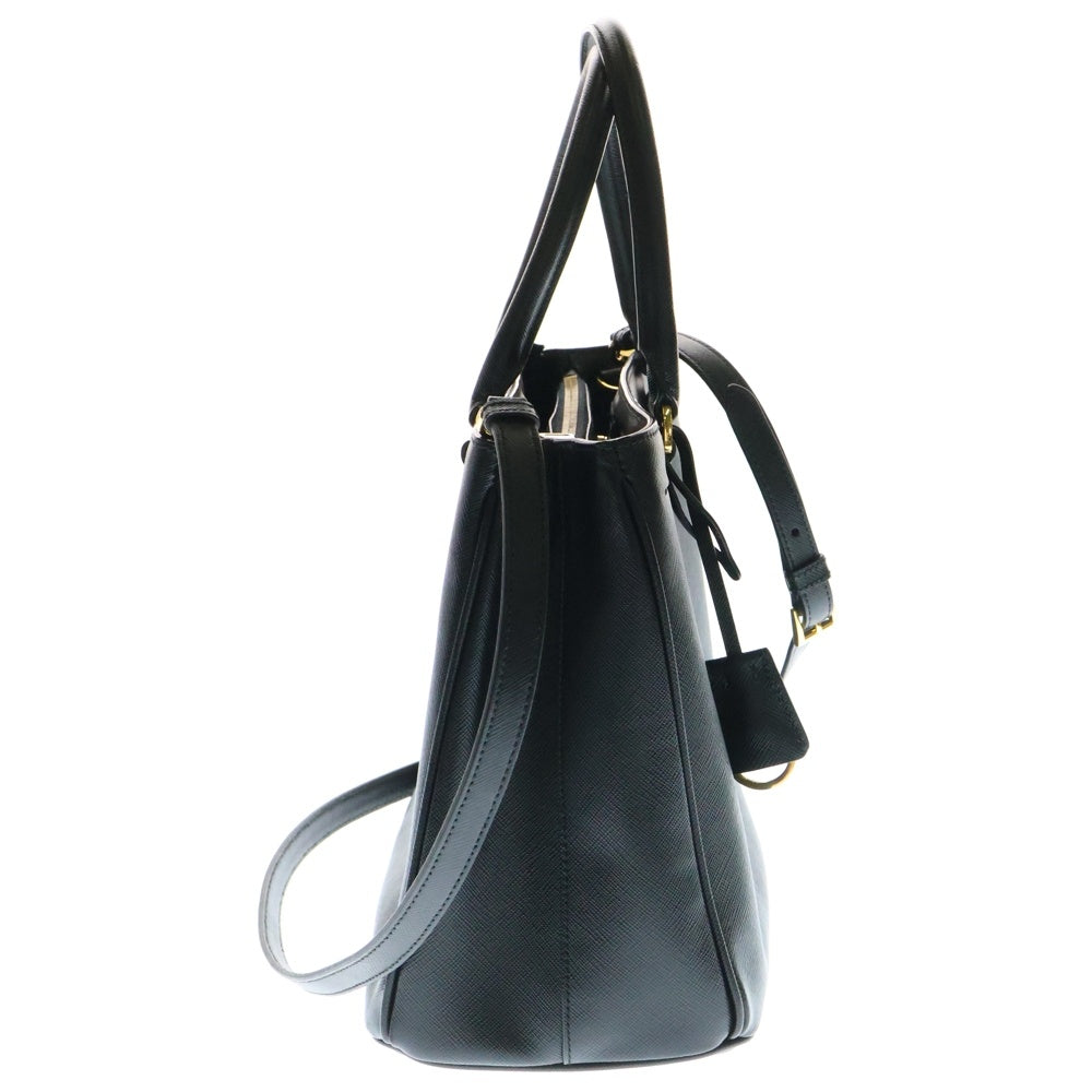 PRADA(プラダ) ガレリア サフィアーノ 2WAYバッグ ショルダーバッグ ハンドバッグ ブラック ゴールド金具 レザー ロゴ三角プレート 1BA274