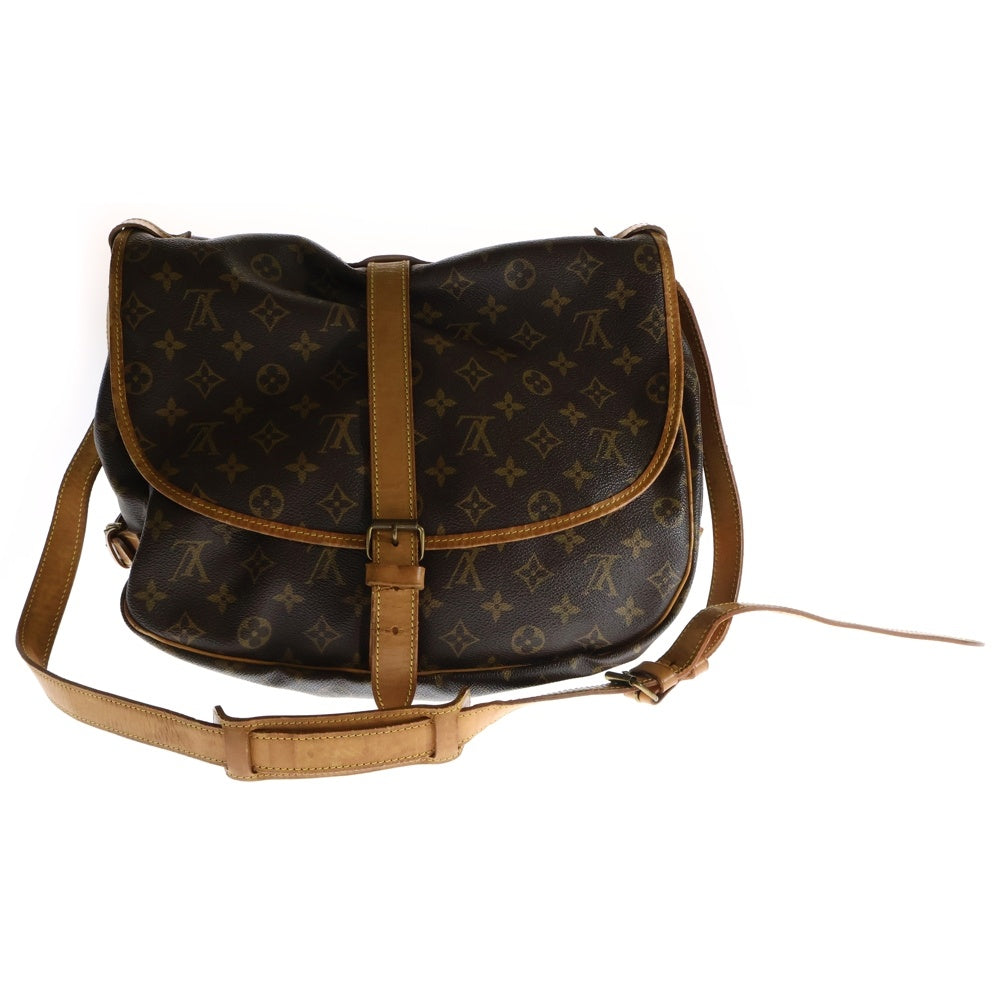 LOUIS VUITTON(ルイヴィトン) モノグラム ソミュール35 ショルダーバッグ ブラウン ゴールド金具 レザー×PVC M42254