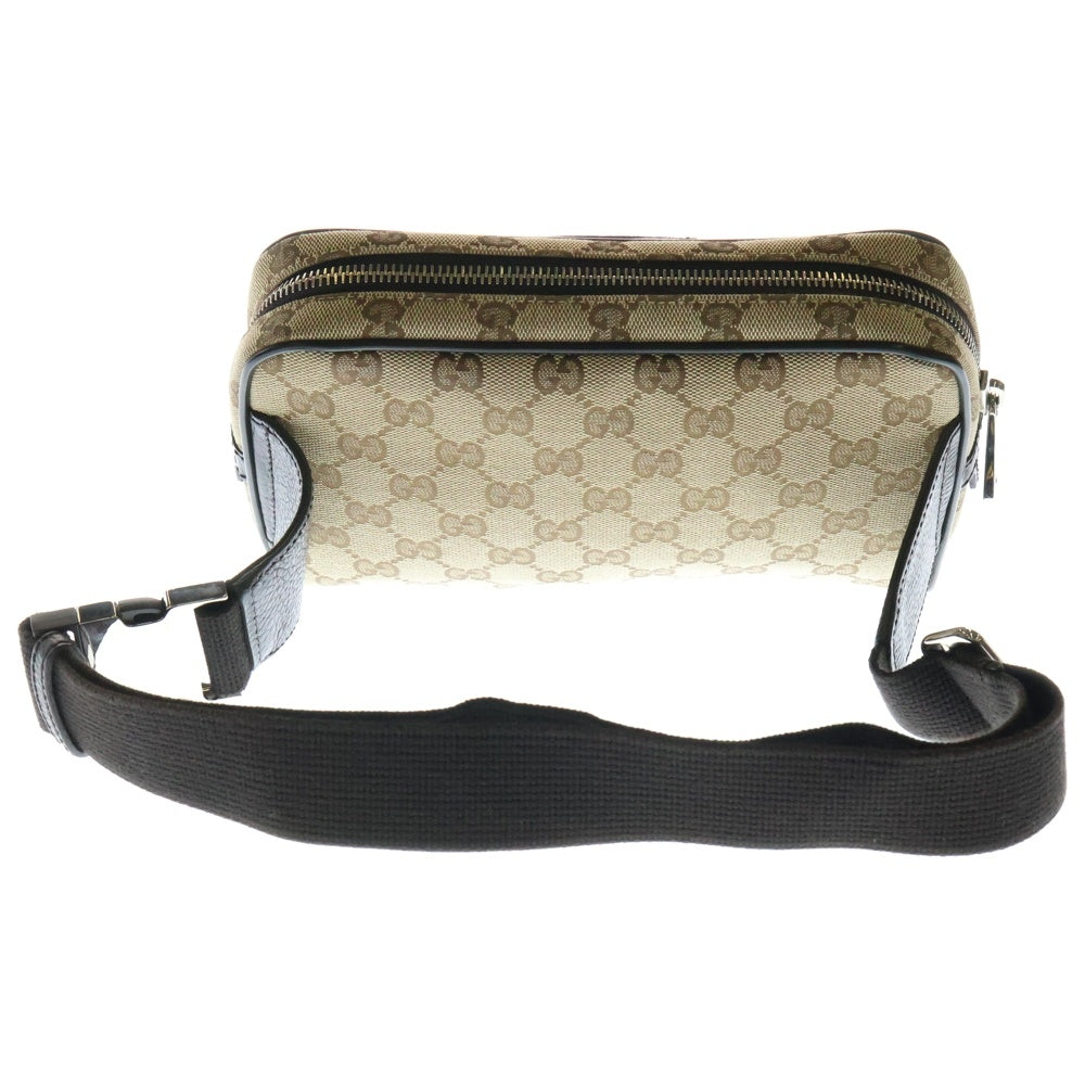 GUCCI(グッチ) GGキャンバス ボディバッグ ウエストバッグ ショルダーバッグ ベージュ×ブラウン シルバー金具 レザー×キャンバス 449174