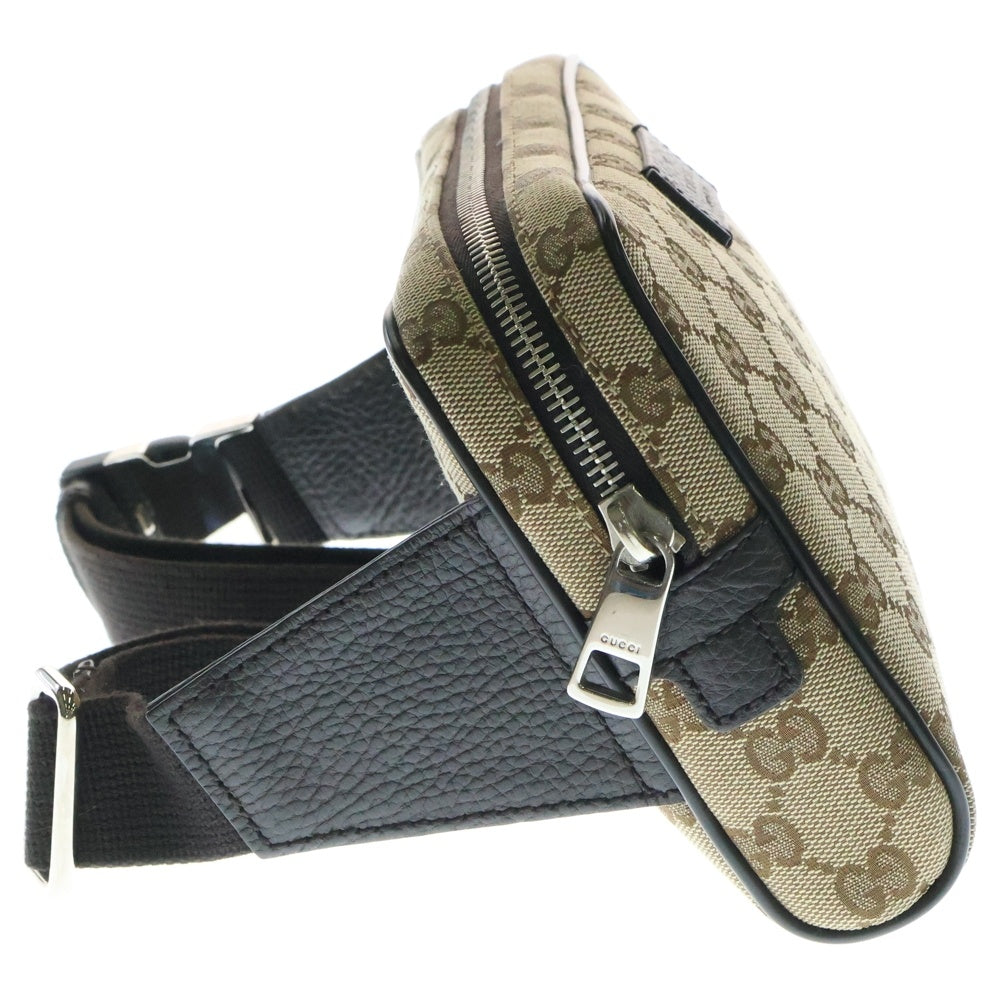 GUCCI(グッチ) GGキャンバス ボディバッグ ウエストバッグ ショルダーバッグ ベージュ×ブラウン シルバー金具 レザー×キャンバス 449174